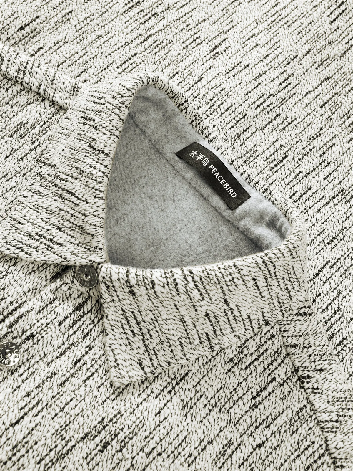 Men's Fleece-Lined Textured Tweed Shirt sold by PEACEBIRD product image thumbnail 4