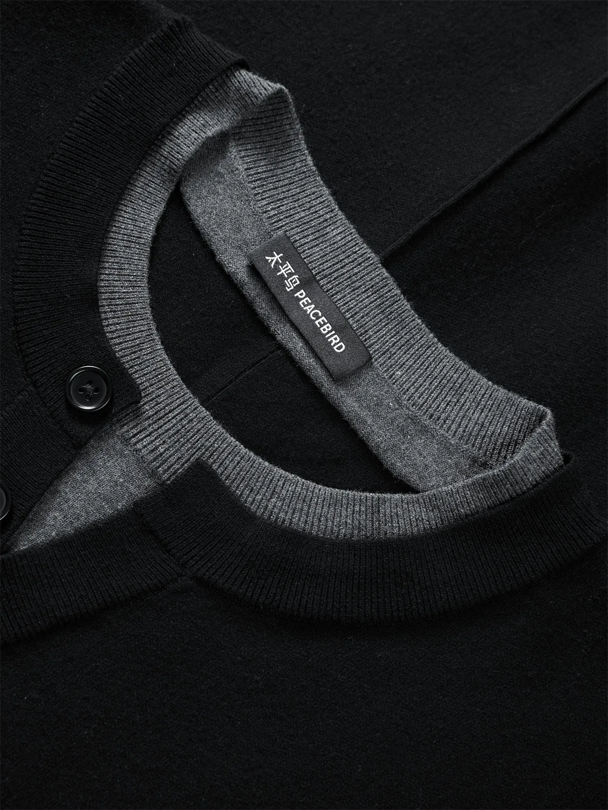 Men's Layered-Look Henley Knit Sweater sold by PEACEBIRD product image thumbnail 4