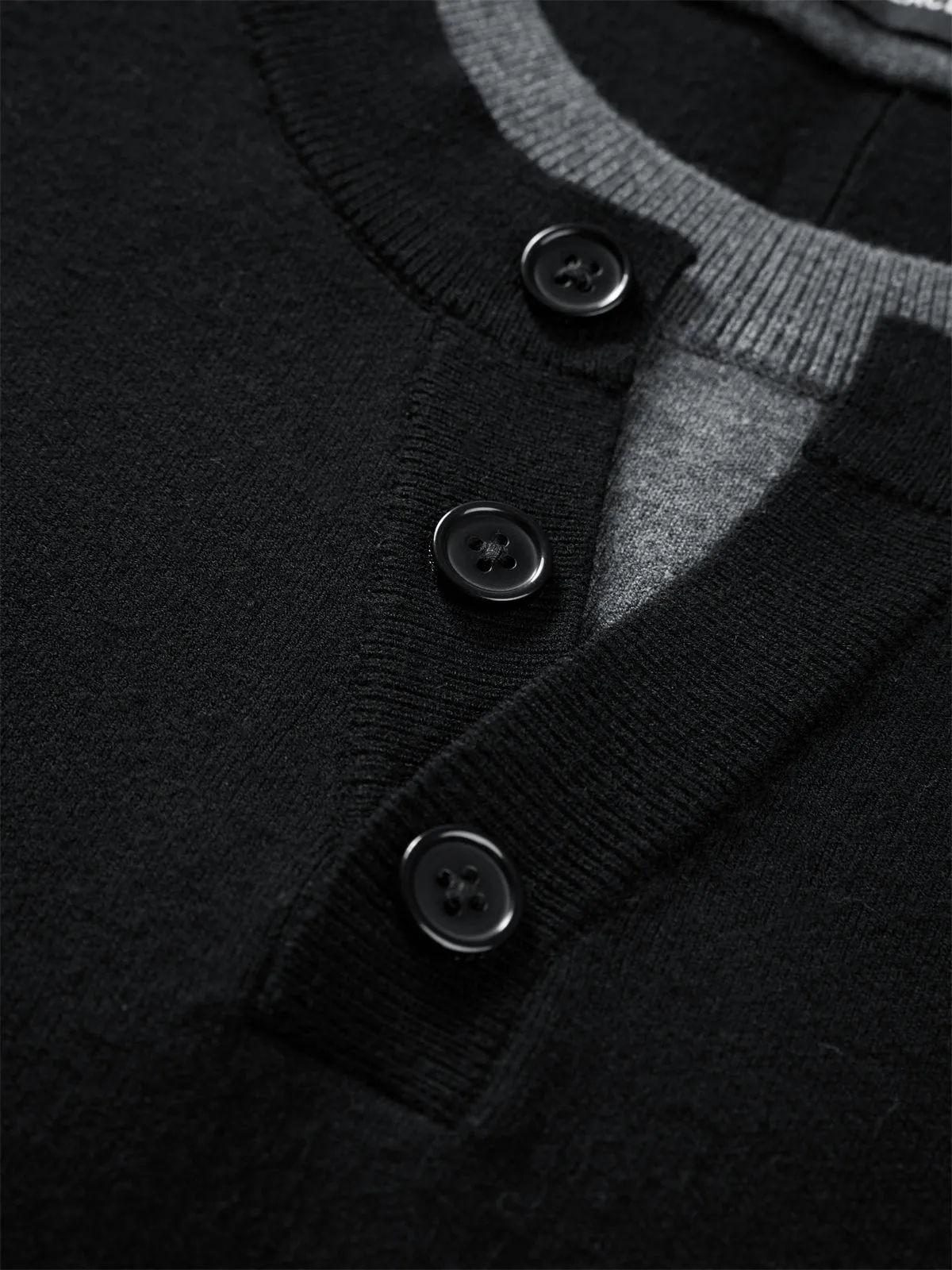 Men's Layered-Look Henley Knit Sweater sold by PEACEBIRD product image thumbnail 5