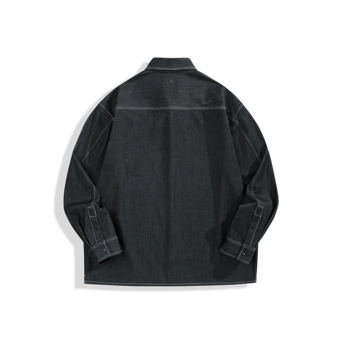 Men's Relaxed Contrast-Stitch Shirt sold by PEACEBIRD product image thumbnail 3