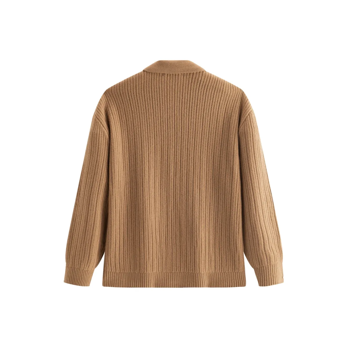 Men's Brown Textured Wool Knit Cardigan sold by PEACEBIRD product image thumbnail 3