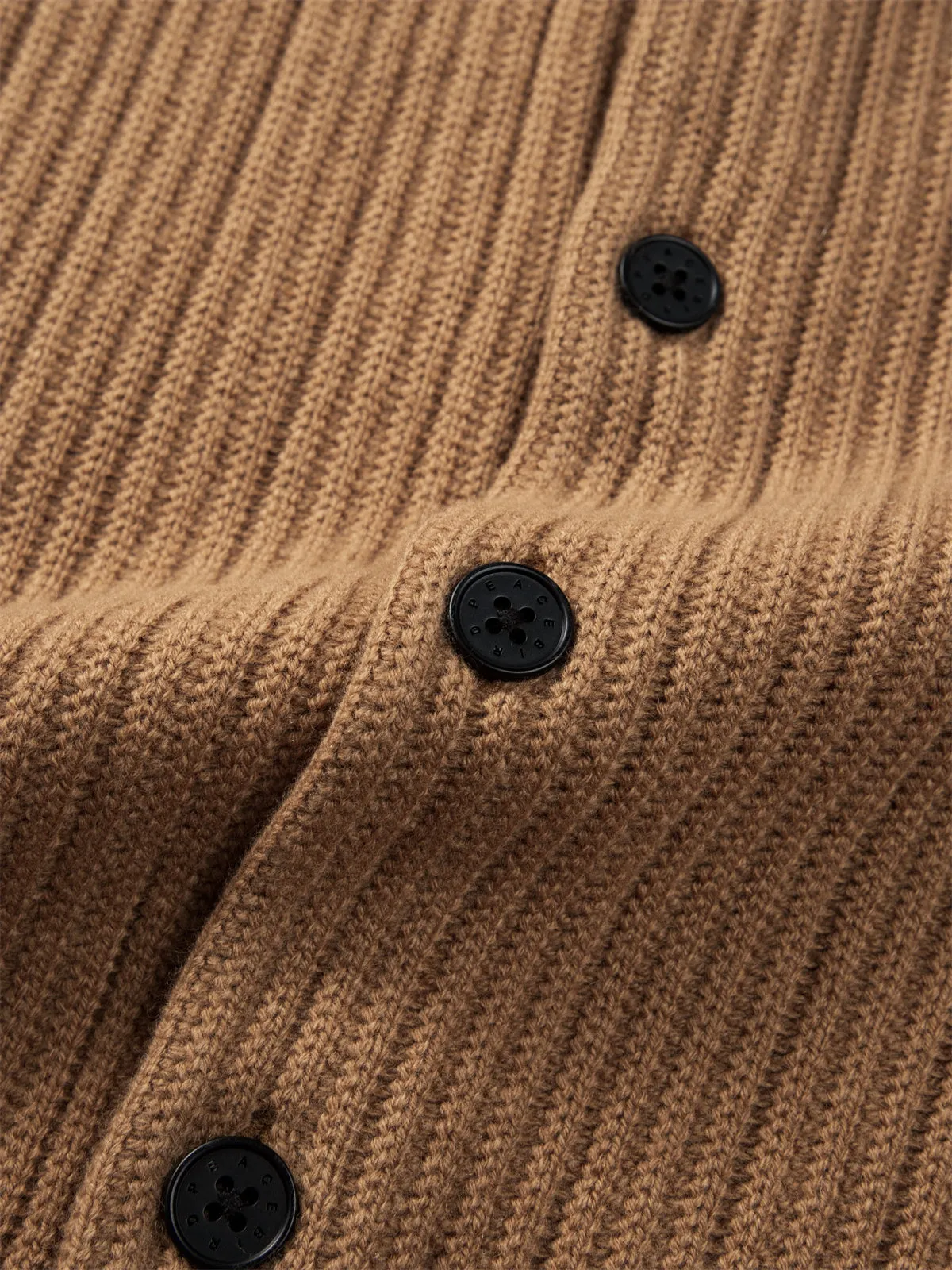 Men's Brown Textured Wool Knit Cardigan sold by PEACEBIRD product image thumbnail 5