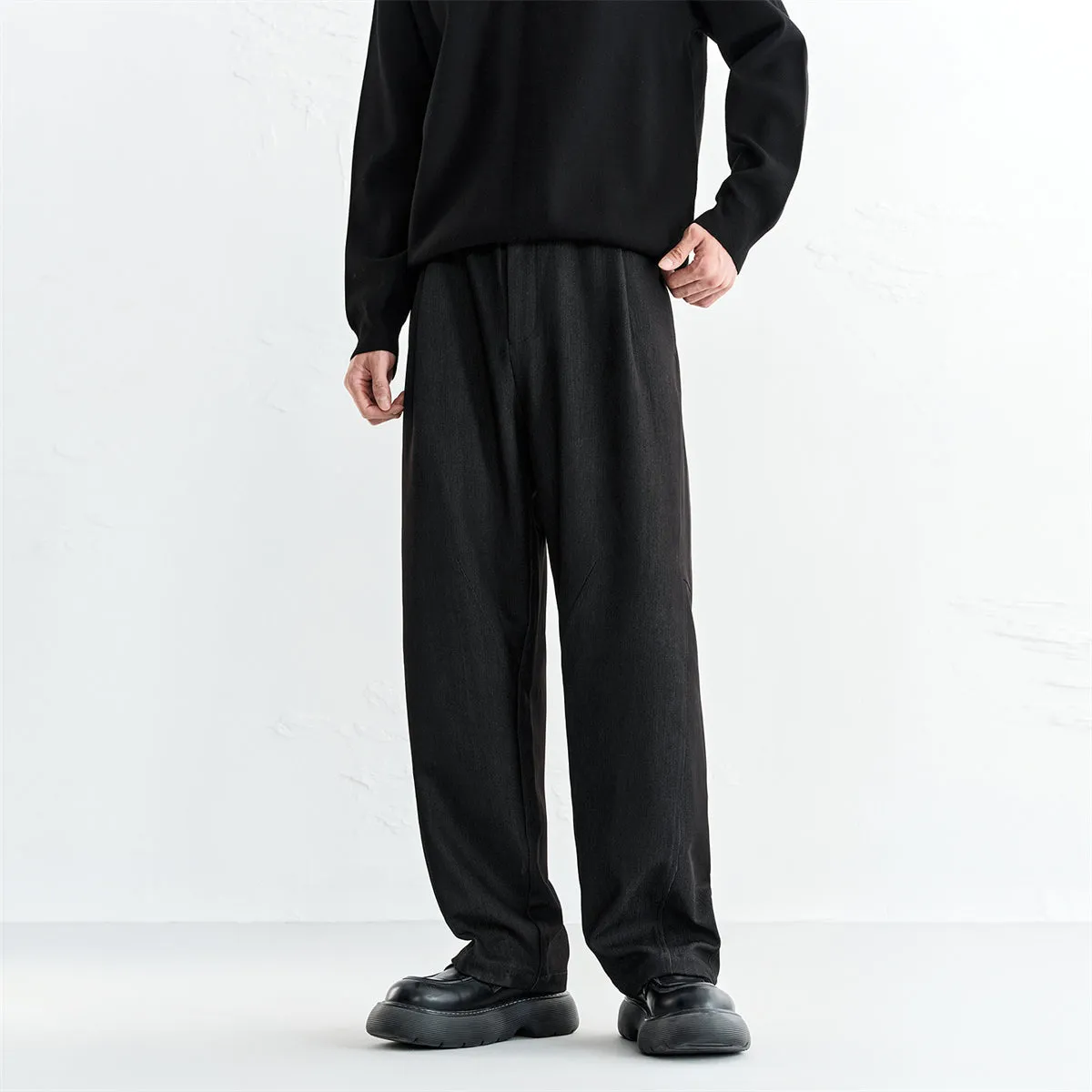 Men's Textured Straight-Leg Trousers sold by PEACEBIRD product image thumbnail 2
