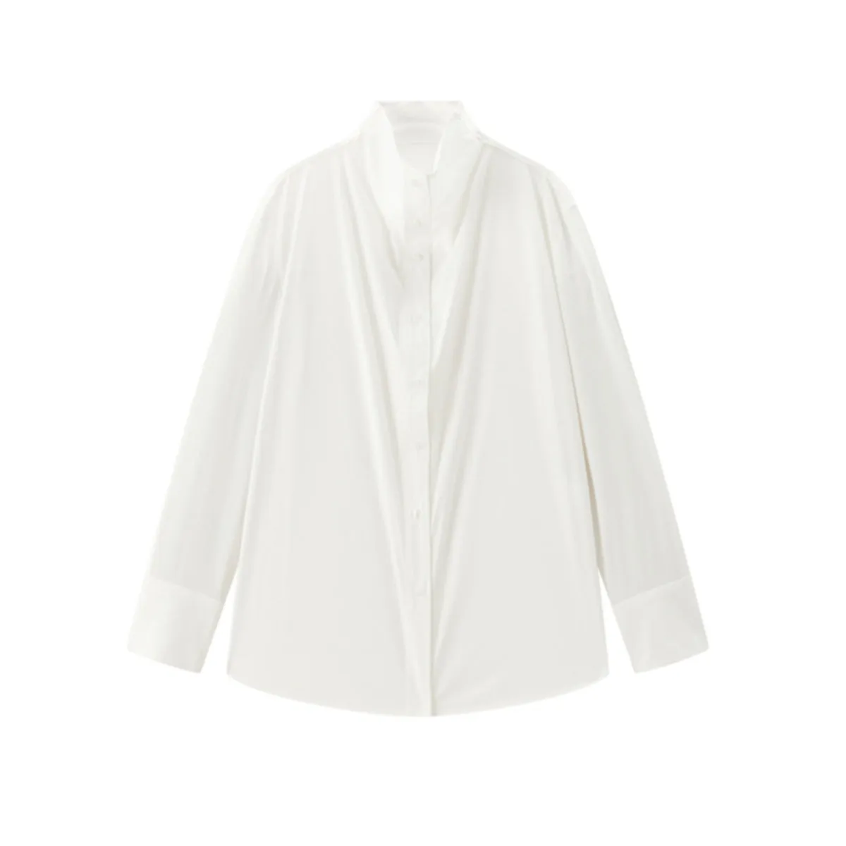 Women's Brushed Oversized Stand-Collar Shirt sold by PEACEBIRD