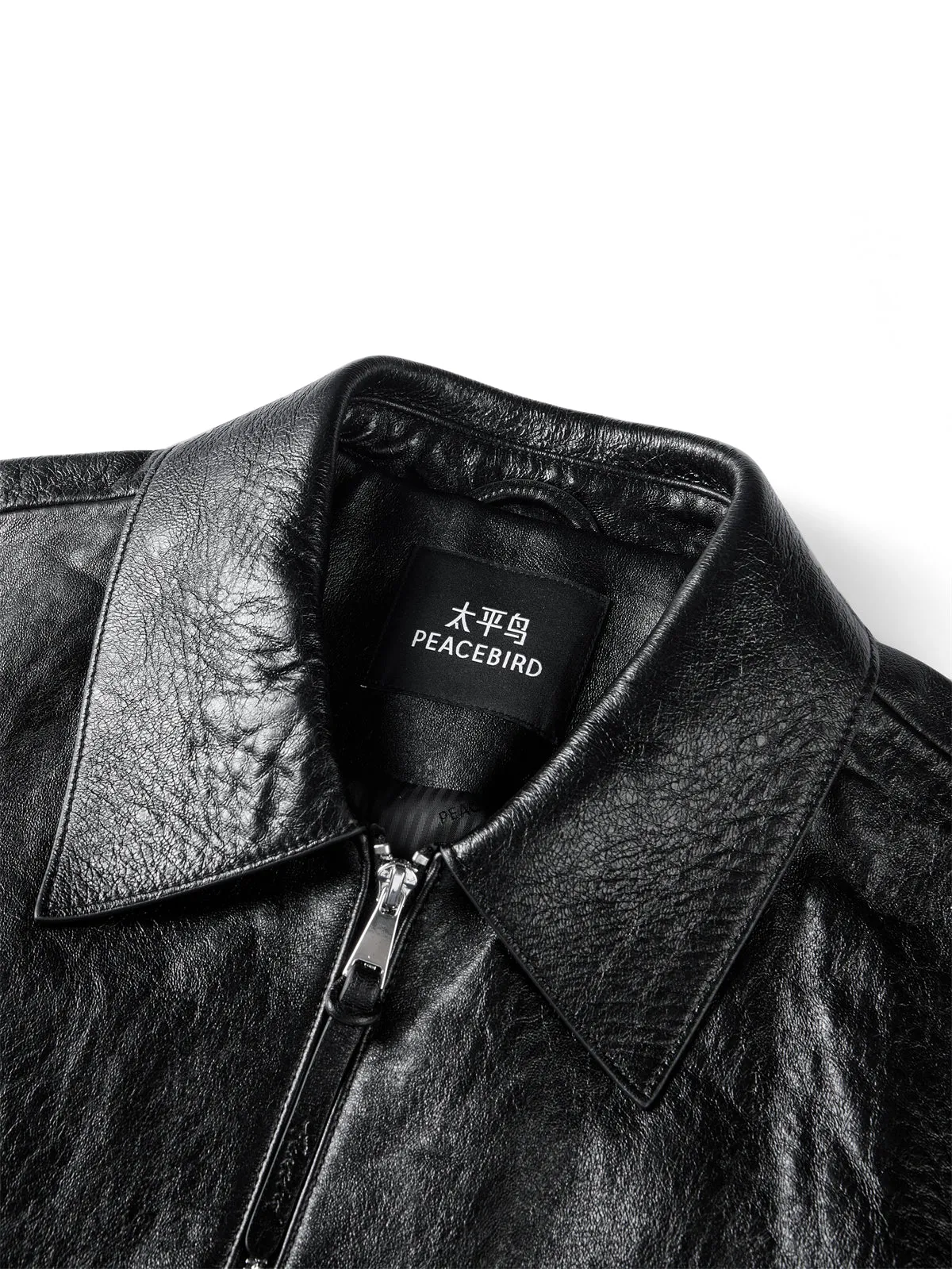 Women's Textured Moto Leather Jacket sold by PEACEBIRD product image thumbnail 5