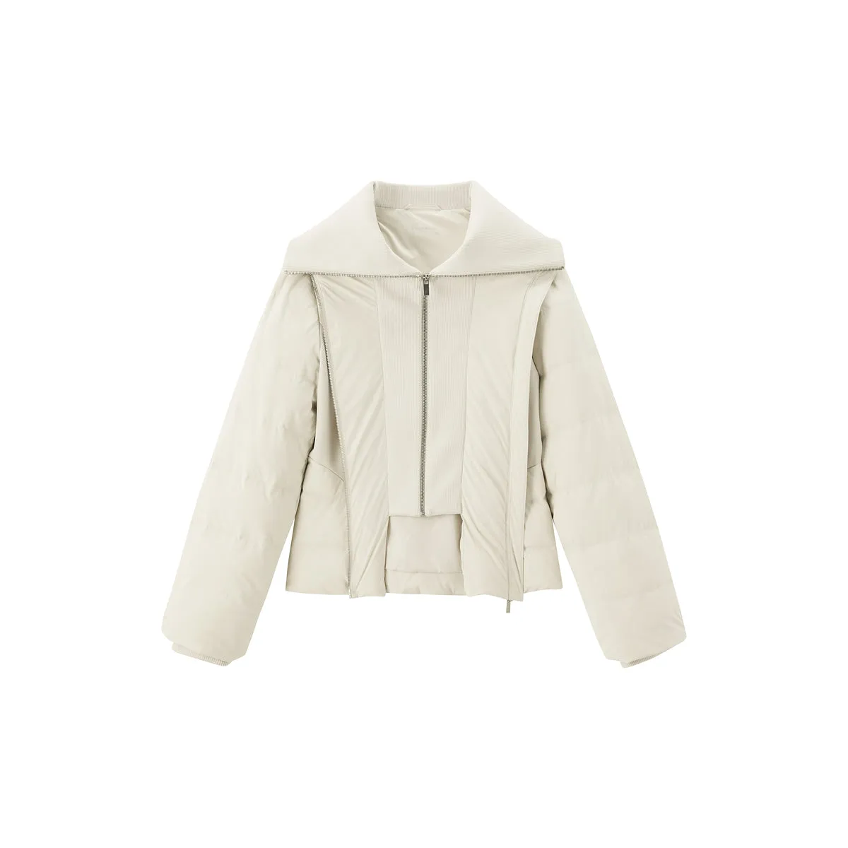 Women's Short Slim-Fit Down Jacket with Layered-Look Collar sold by PEACEBIRD product image thumbnail 3