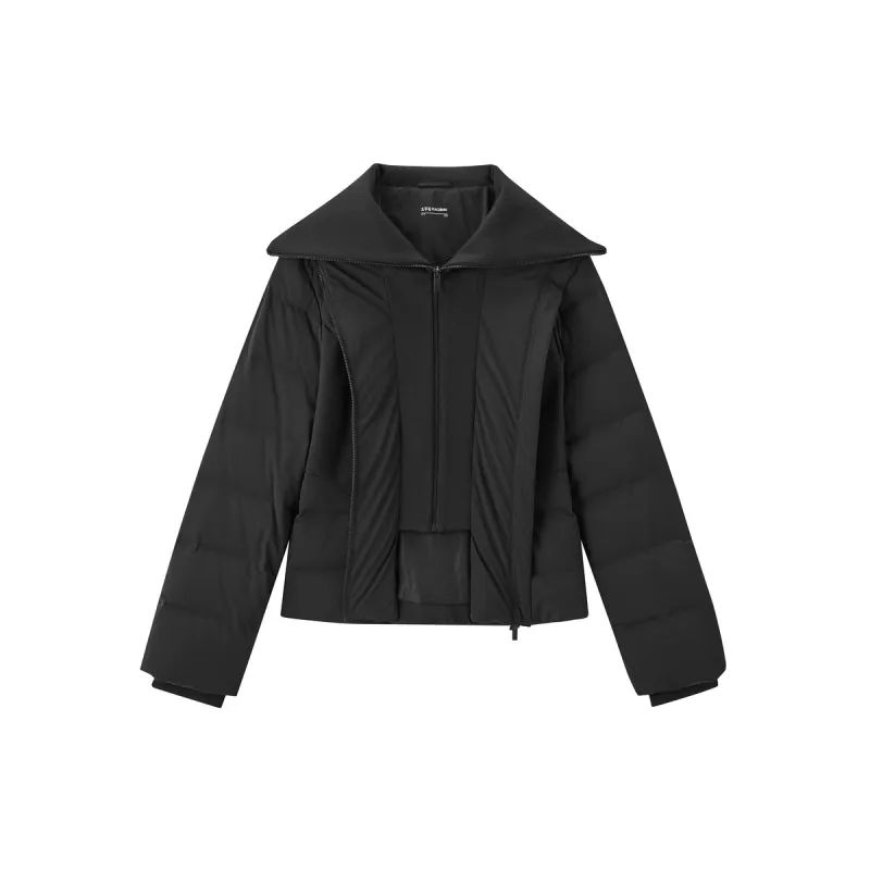 Women's Short Slim-Fit Down Jacket with Layered-Look Collar sold by PEACEBIRD