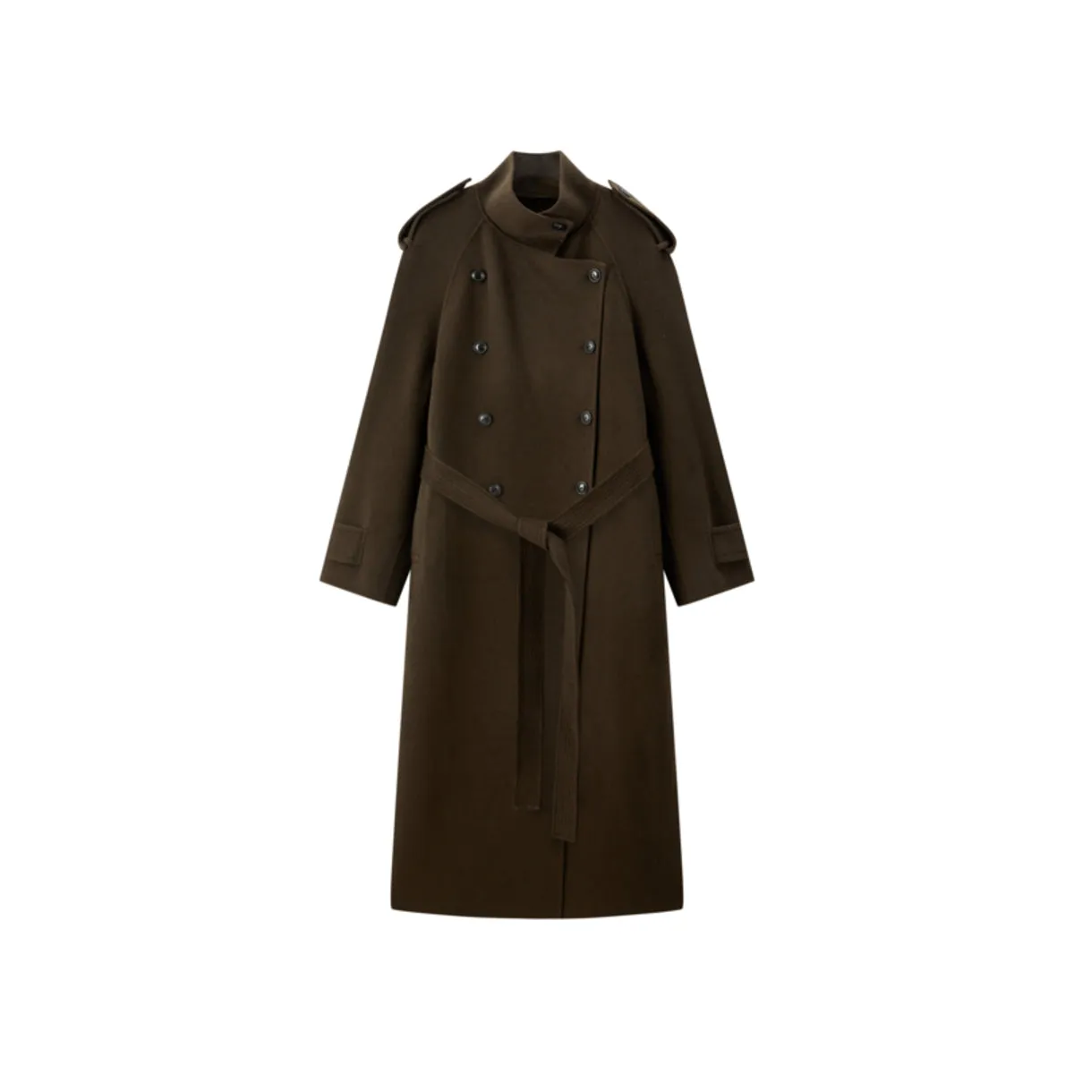 Women's Double-Breasted Trench-Style Cashmere Coat sold by PEACEBIRD product image thumbnail 4