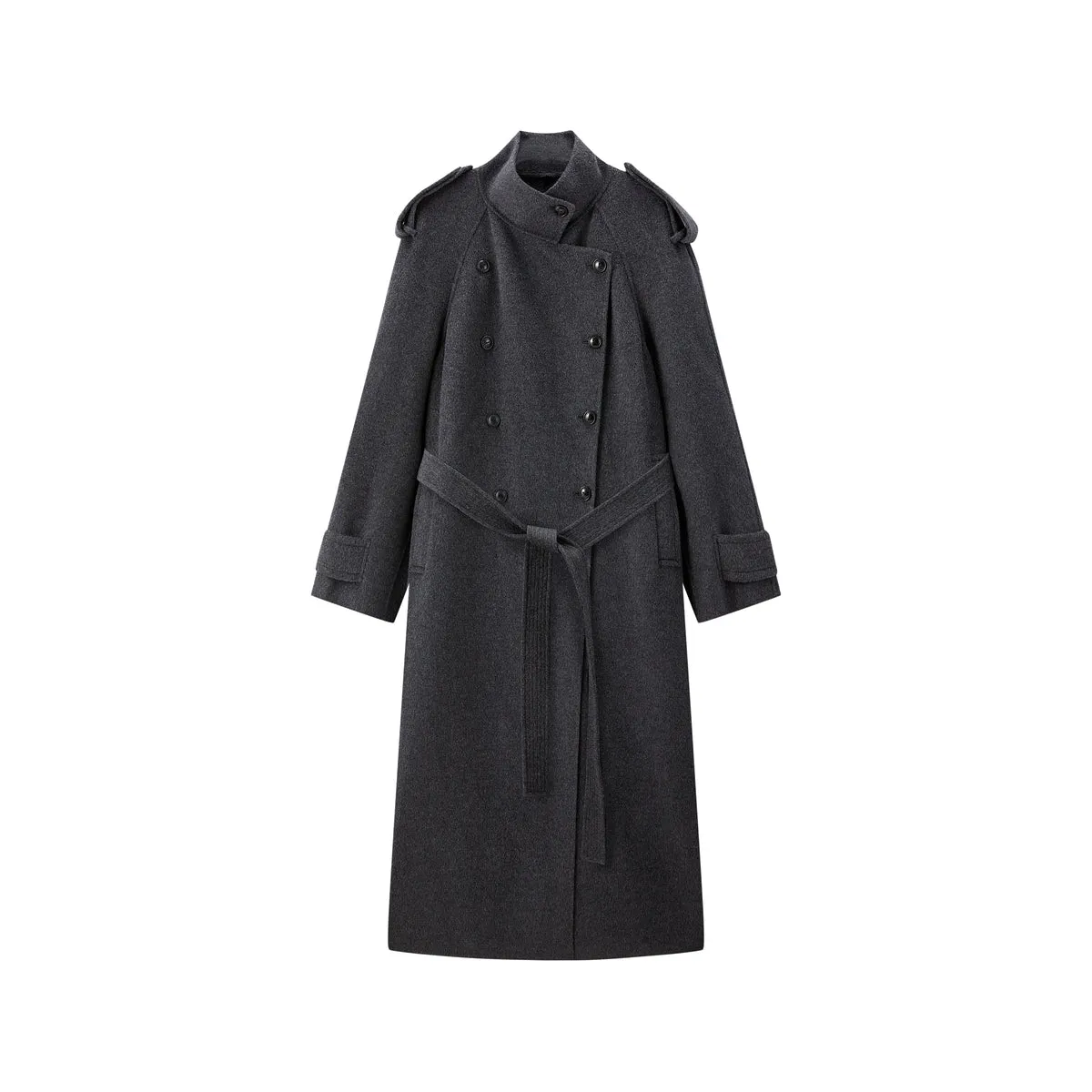 Women's Double-Breasted Trench-Style Cashmere Coat sold by PEACEBIRD