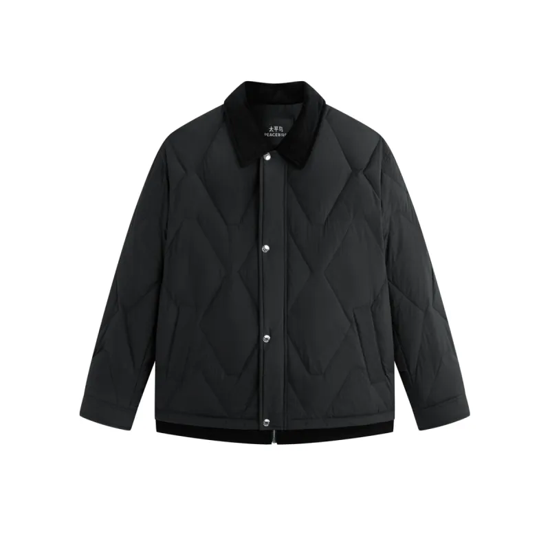 Men's Down Jacket with Corduroy Collar sold by PEACEBIRD