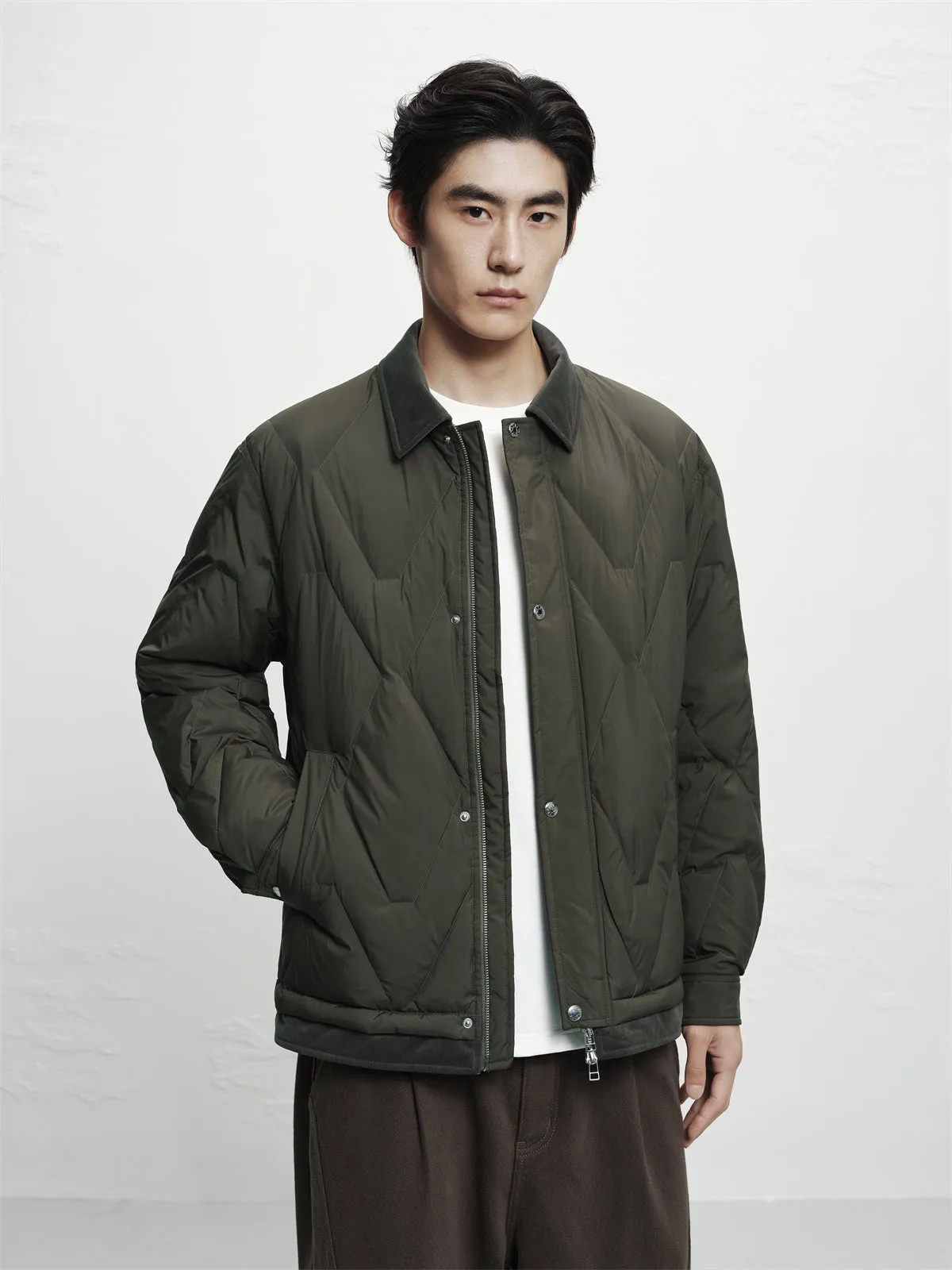 Men's Down Jacket with Corduroy Collar sold by PEACEBIRD product image thumbnail 4