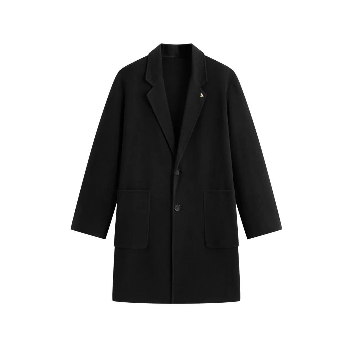 Men's Black Wool-Blend Coat sold by PEACEBIRD