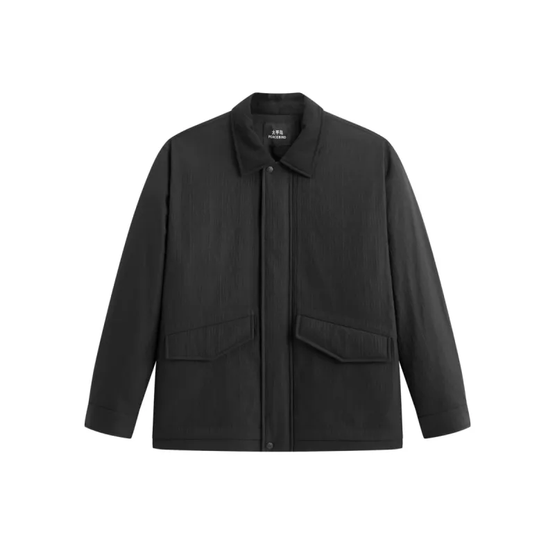 Men's Allover Black Tonal Jacquard Down Jacket sold by PEACEBIRD