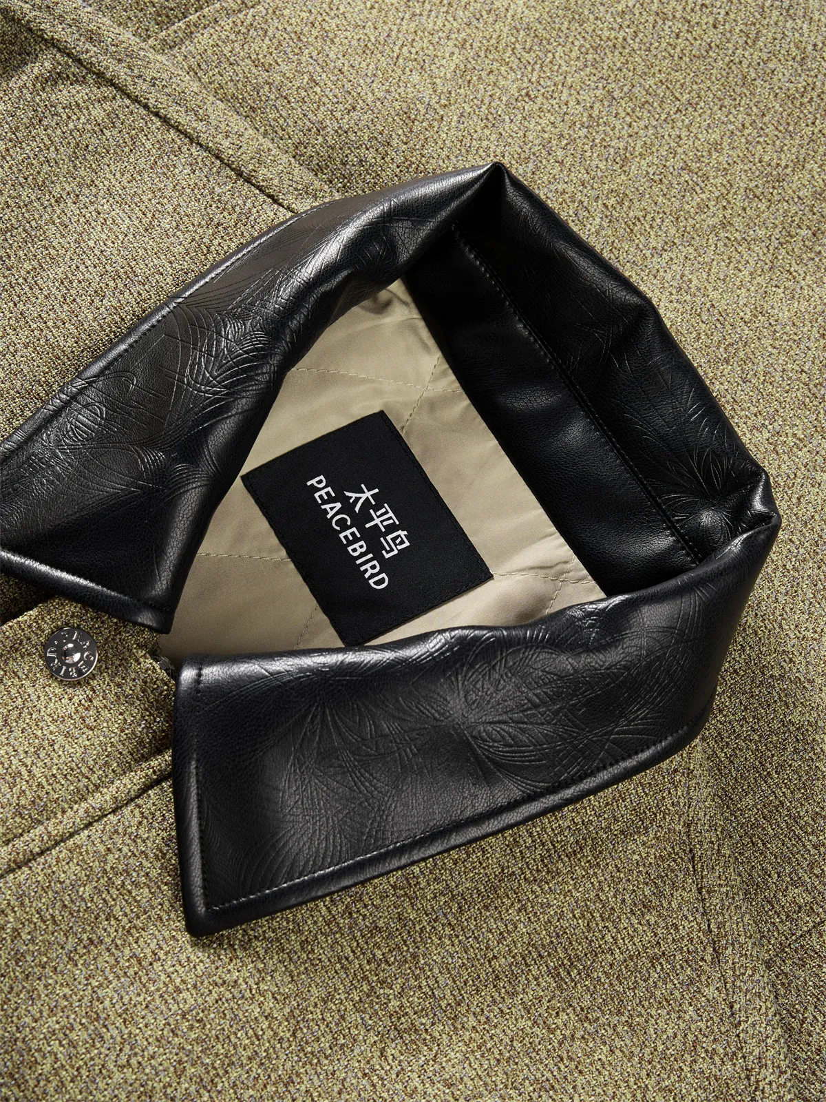 Men's Vintage Tweed-Texture Quilted Jacket sold by PEACEBIRD product image thumbnail 4