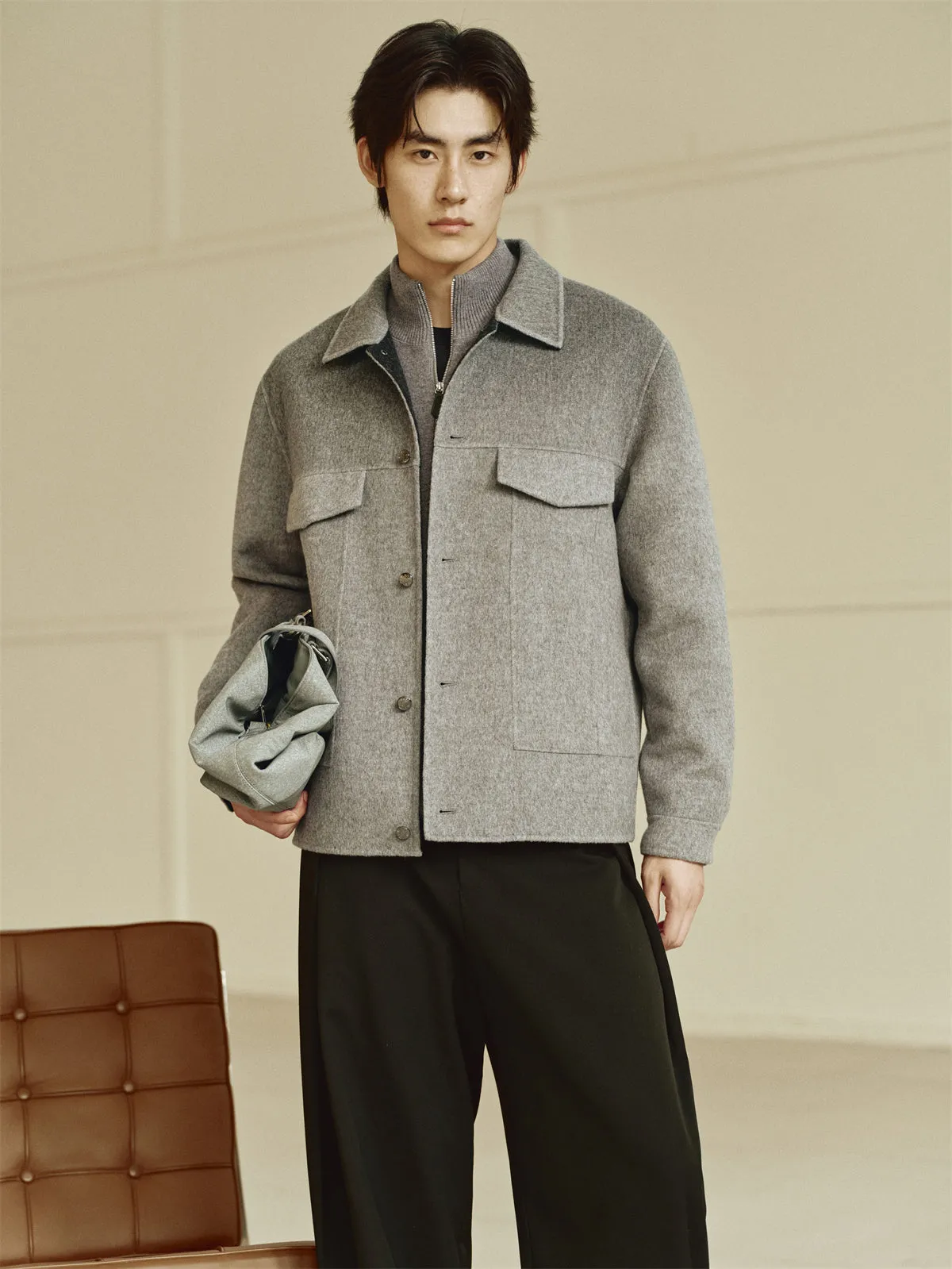 Men's Short Ombre Wool-Blend Jacket sold by PEACEBIRD product image thumbnail 2