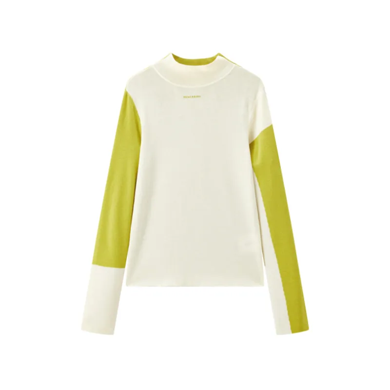Women's Contrast Mock-Neck Knit Top sold by PEACEBIRD