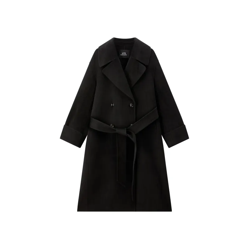 Women's Double-Breasted Belted Wool Coat sold by PEACEBIRD