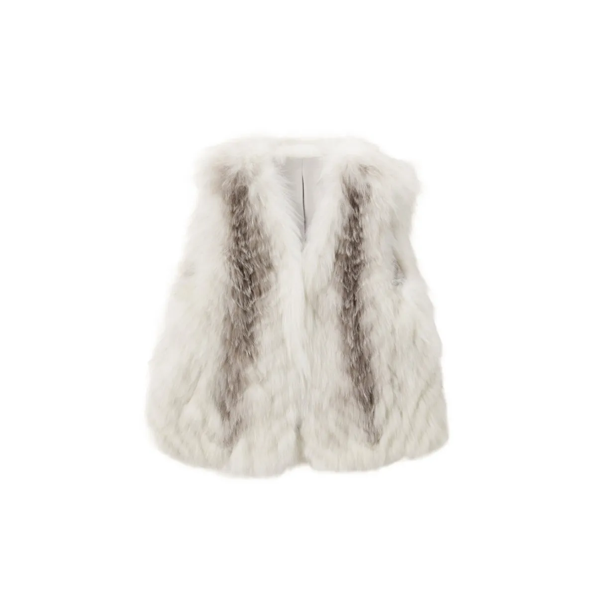 Women's Short V-Neck Fox Fur Vest sold by PEACEBIRD