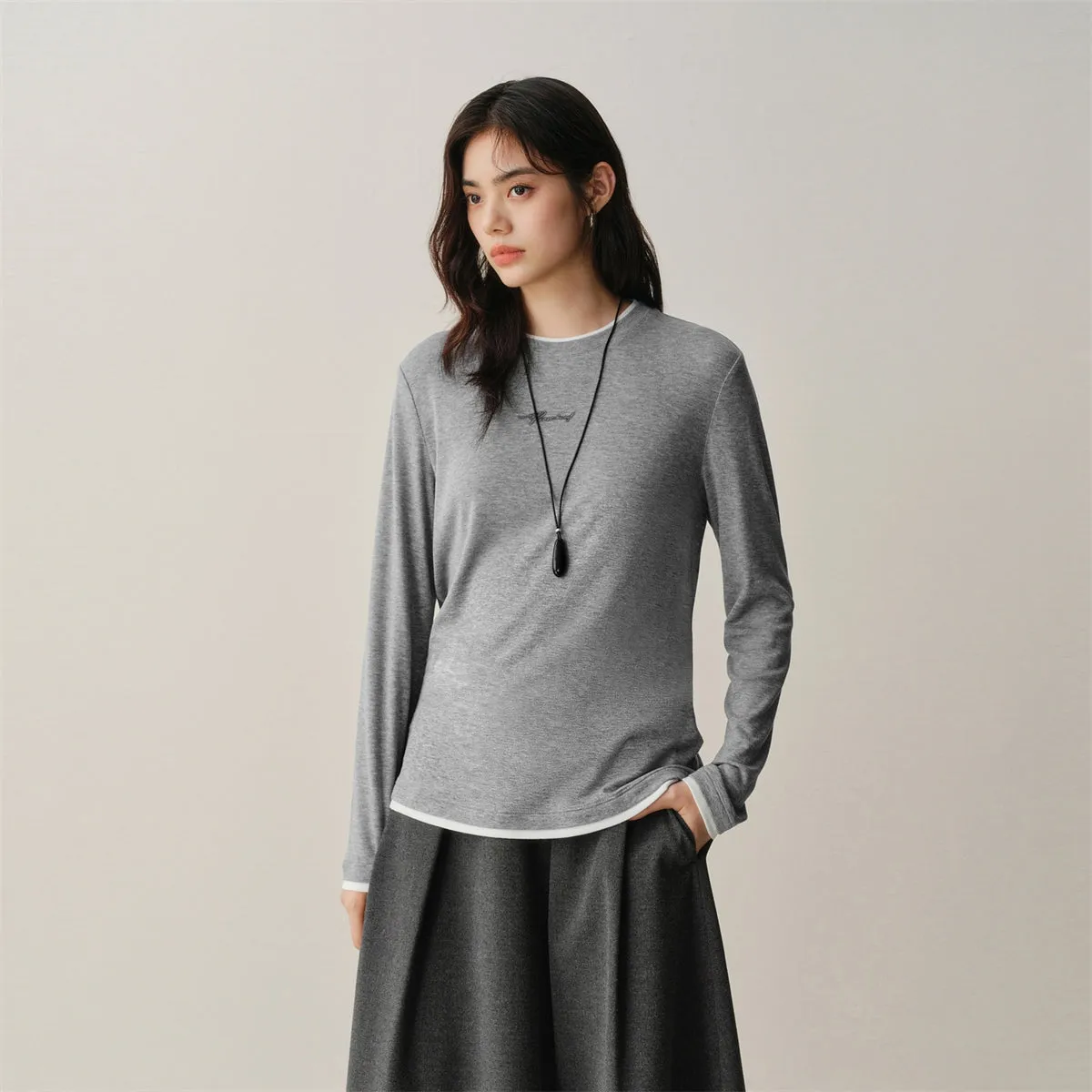 Men's Contrast Layered-Look Long-Sleeve T-Shirt sold by PEACEBIRD product image thumbnail 4
