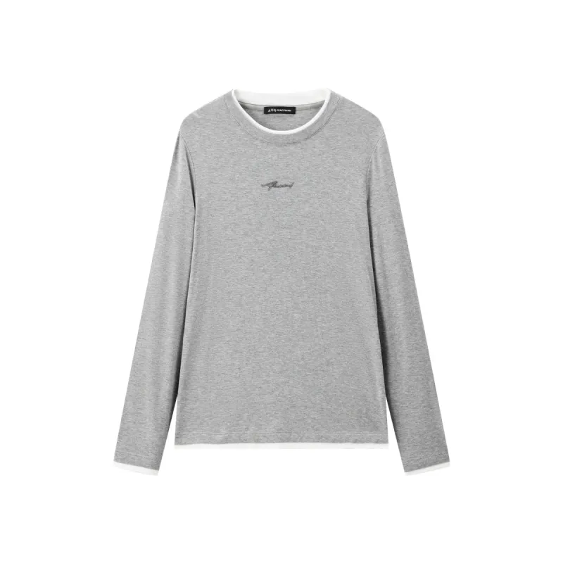 Men's Contrast Layered-Look Long-Sleeve T-Shirt made by PEACEBIRD