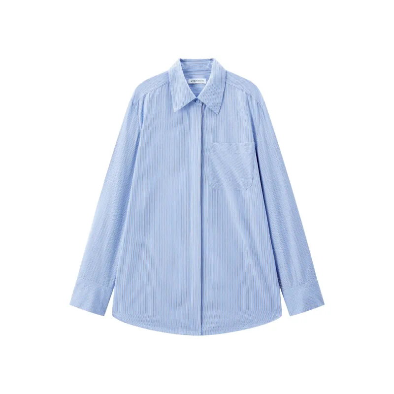 Women's Striped Brushed Commuter Shirt sold by PEACEBIRD
