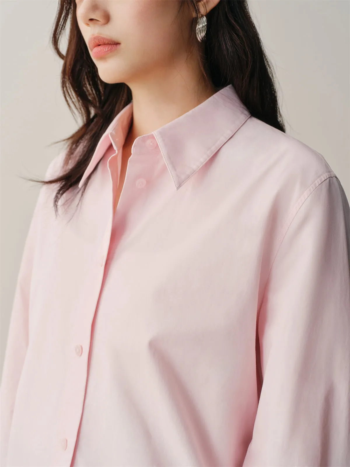 Women's Solid Embroidered Brushed Shirt sold by PEACEBIRD product image thumbnail 5