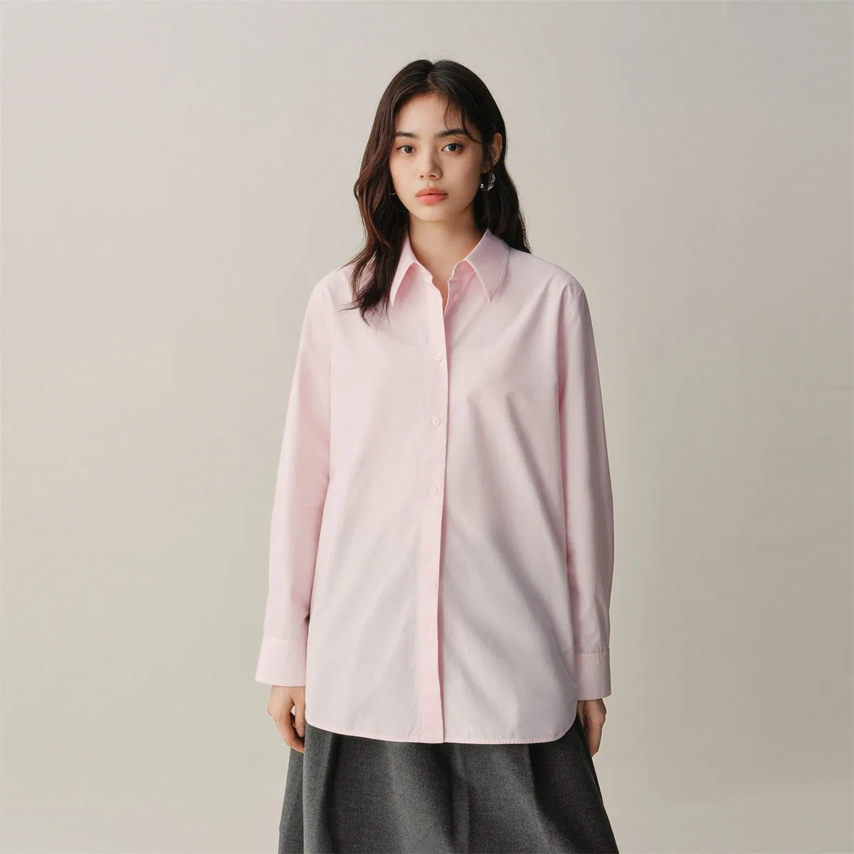 Women's Solid Embroidered Brushed Shirt sold by PEACEBIRD product image thumbnail 4