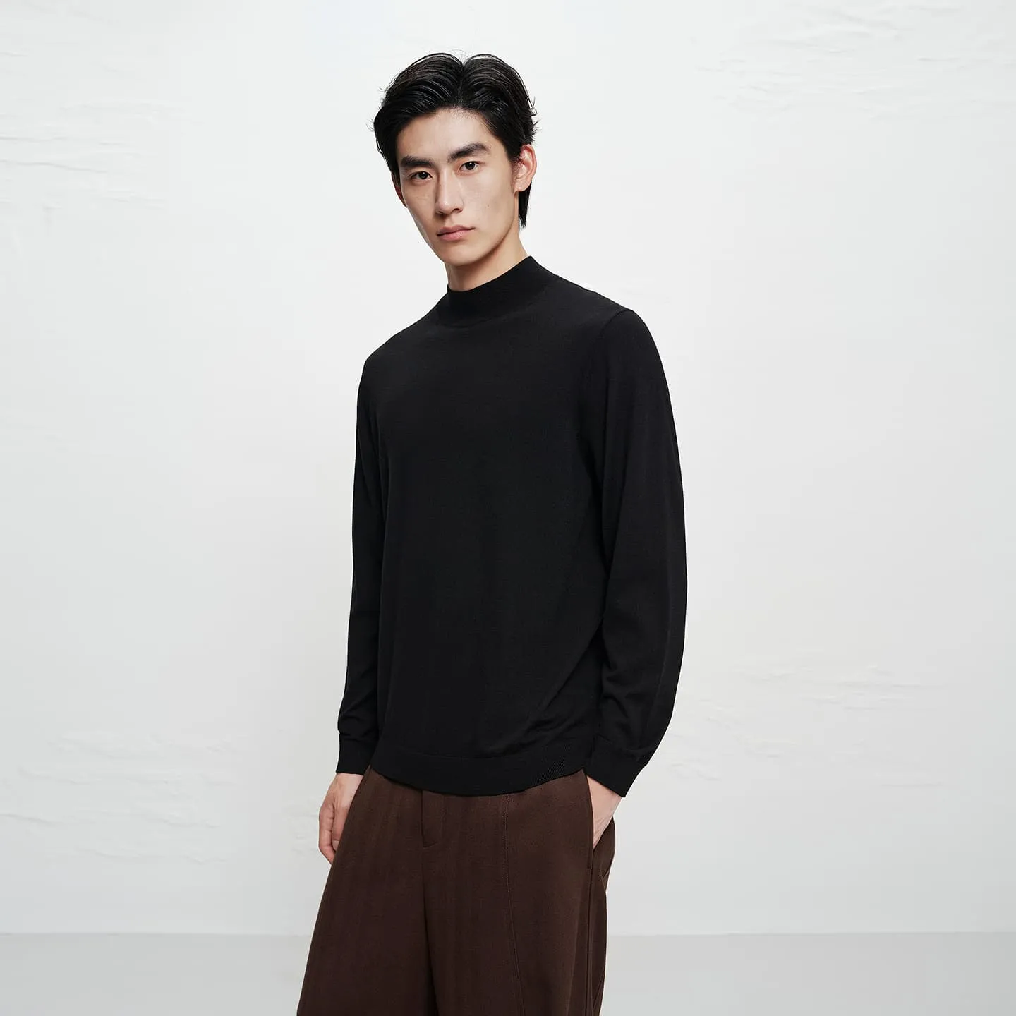 Men's Pure Wool Mock-Neck Sweater sold by PEACEBIRD product image thumbnail 3