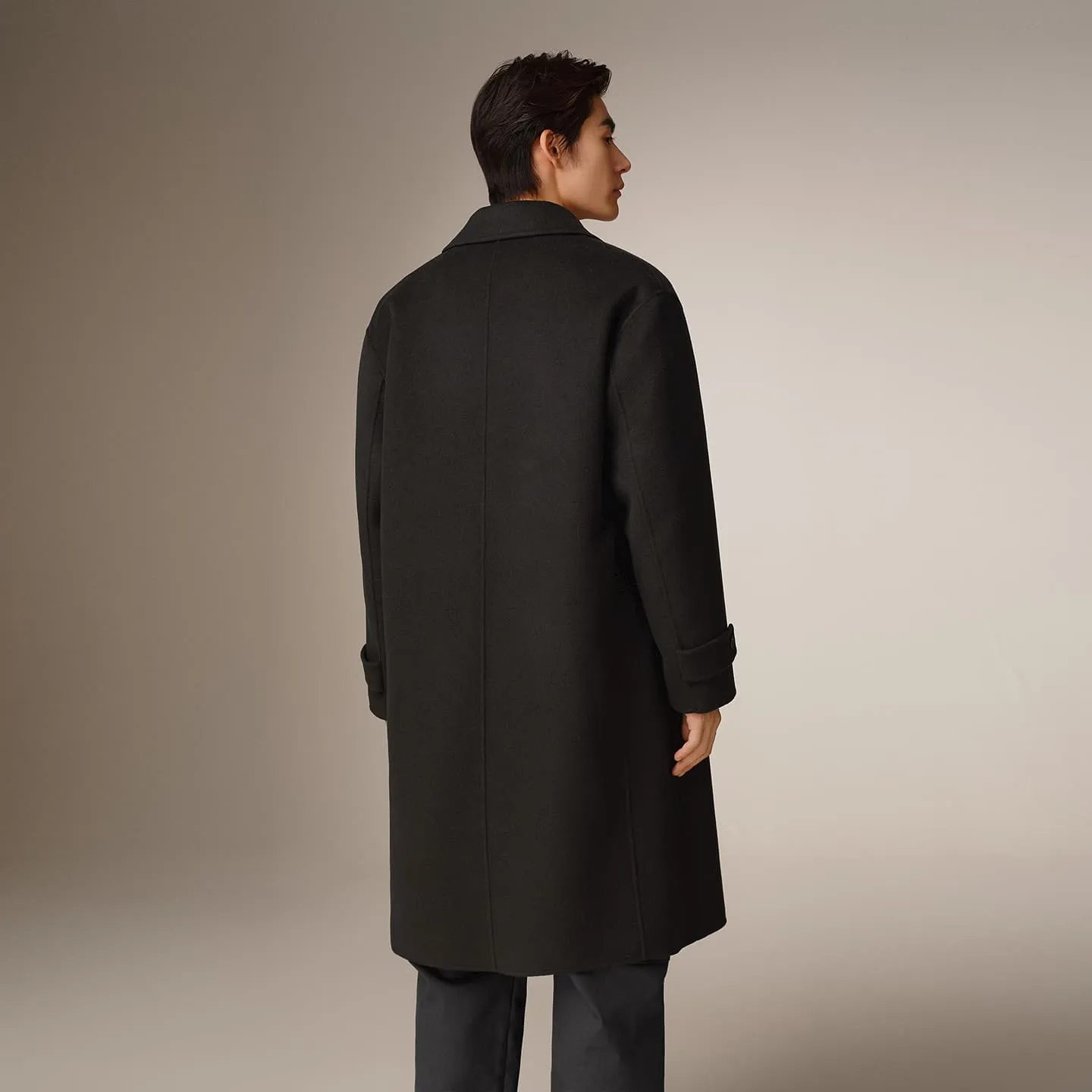 Men's Trench-Style Double-Face Wool Coat sold by PEACEBIRD product image thumbnail 4