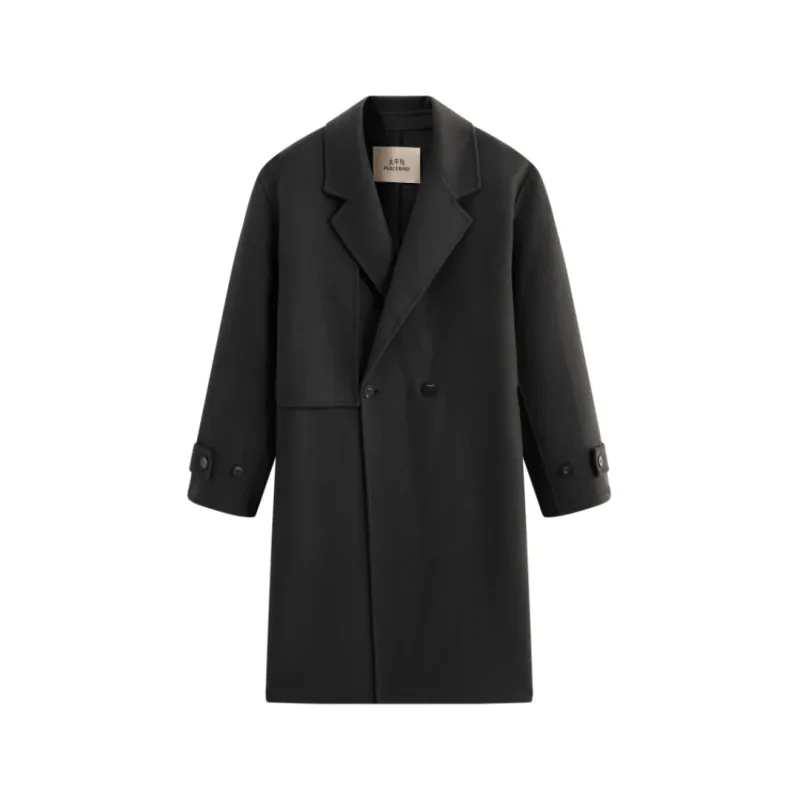 Men's Trench-Style Double-Face Wool Coat sold by PEACEBIRD