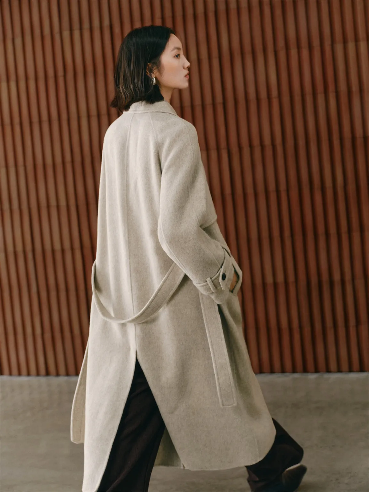 Women's Trench-Style Double-Face Wool Coat sold by PEACEBIRD product image thumbnail 4