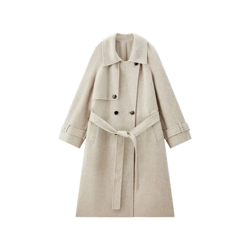 Women's Trench-Style Double-Face Wool Coat sold by PEACEBIRD