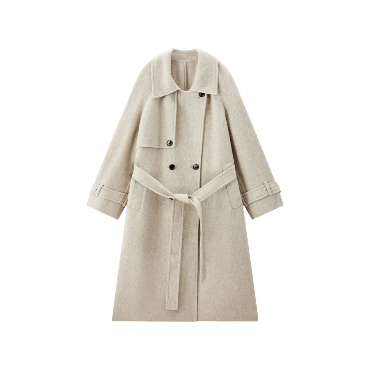 Women's Trench-Style Double-Face Wool Coat sold by PEACEBIRD