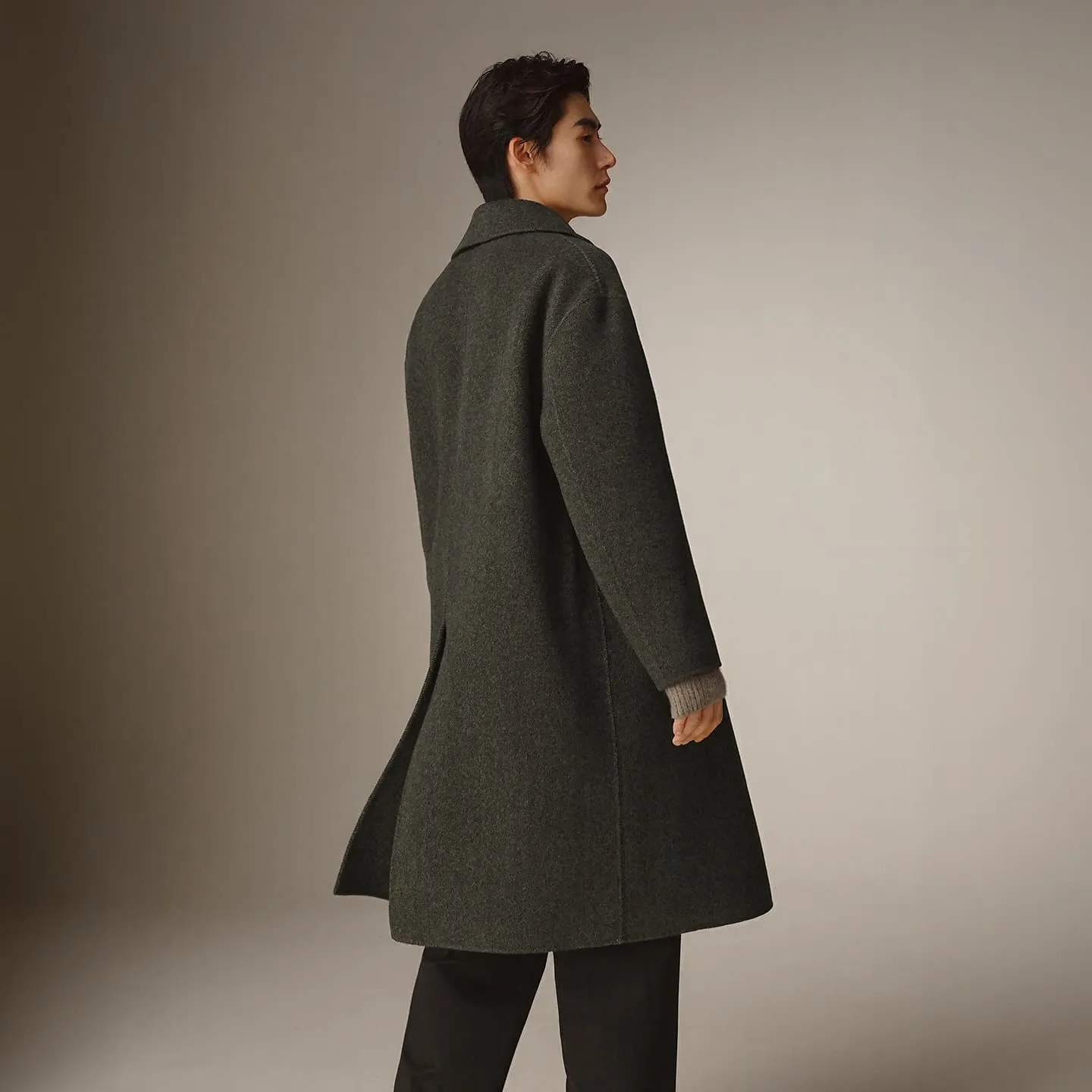 Men's Double-Breasted Alpaca Blend Coat sold by PEACEBIRD product image thumbnail 3