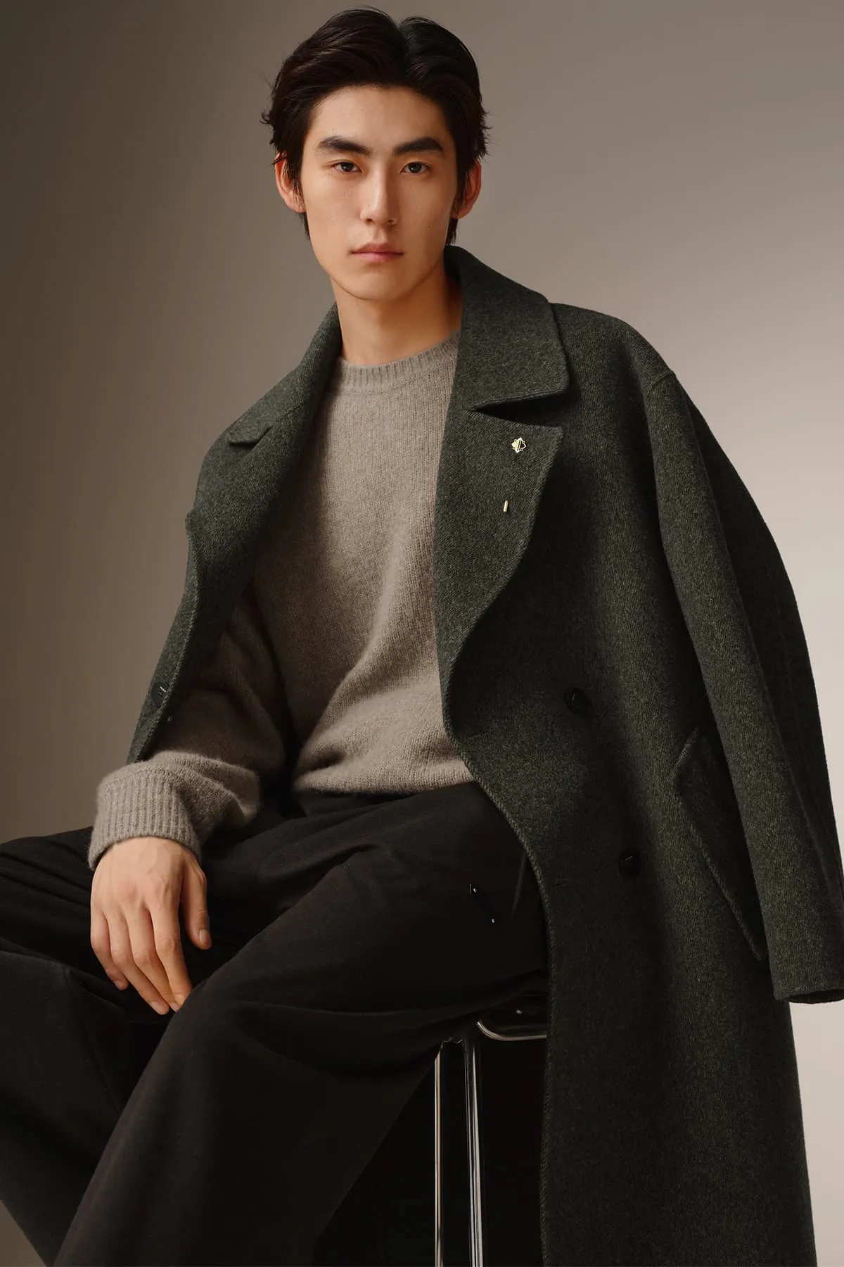 Men's Double-Breasted Alpaca Blend Coat sold by PEACEBIRD product image thumbnail 4