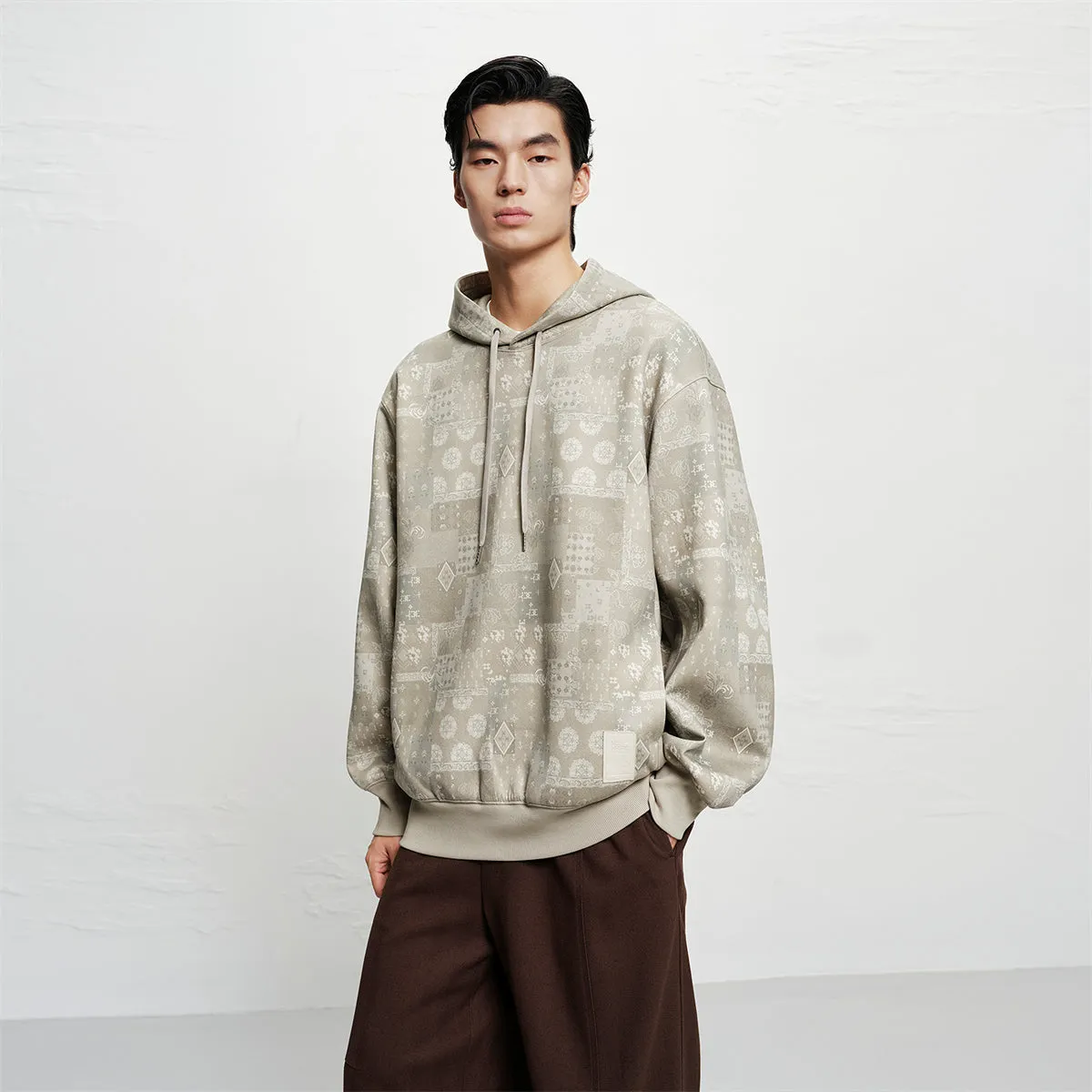 Men's Allover Jacquard Hooded Sweatshirt sold by PEACEBIRD product image thumbnail 2