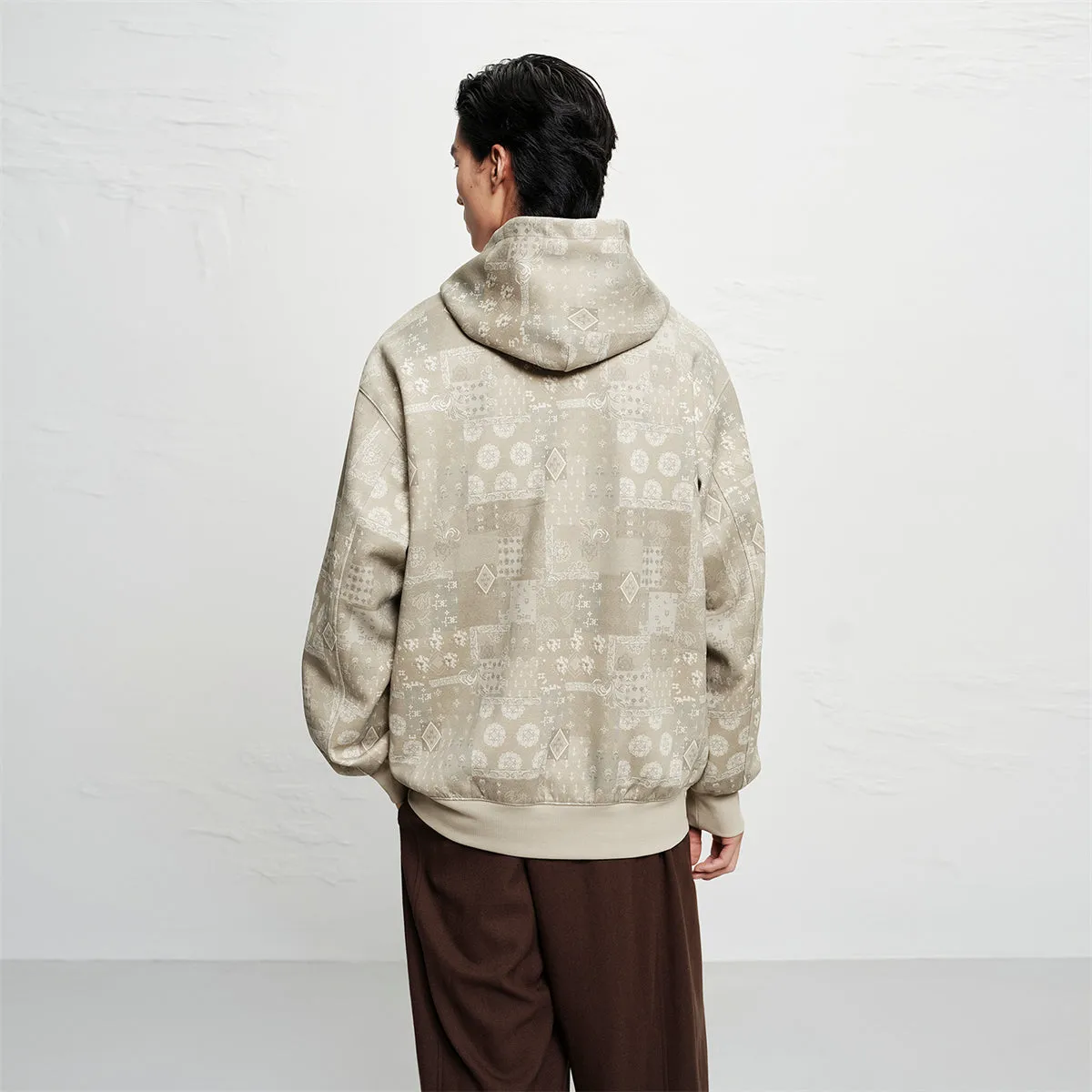 Men's Allover Jacquard Hooded Sweatshirt sold by PEACEBIRD product image thumbnail 4