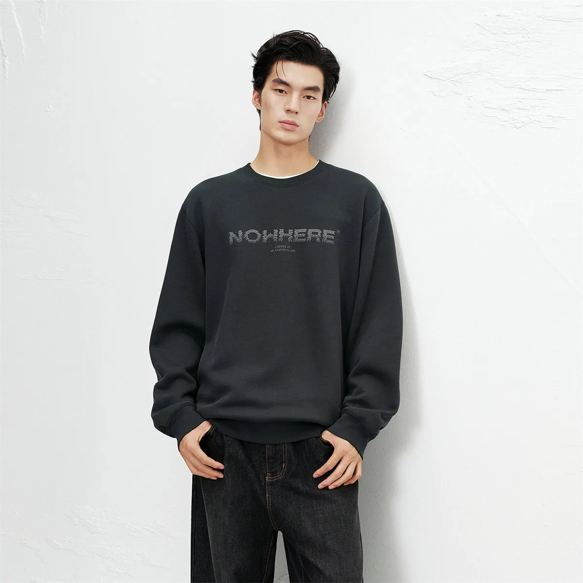 Men's Graphic Embroidered Crewneck Sweatshirt sold by PEACEBIRD product image thumbnail 3