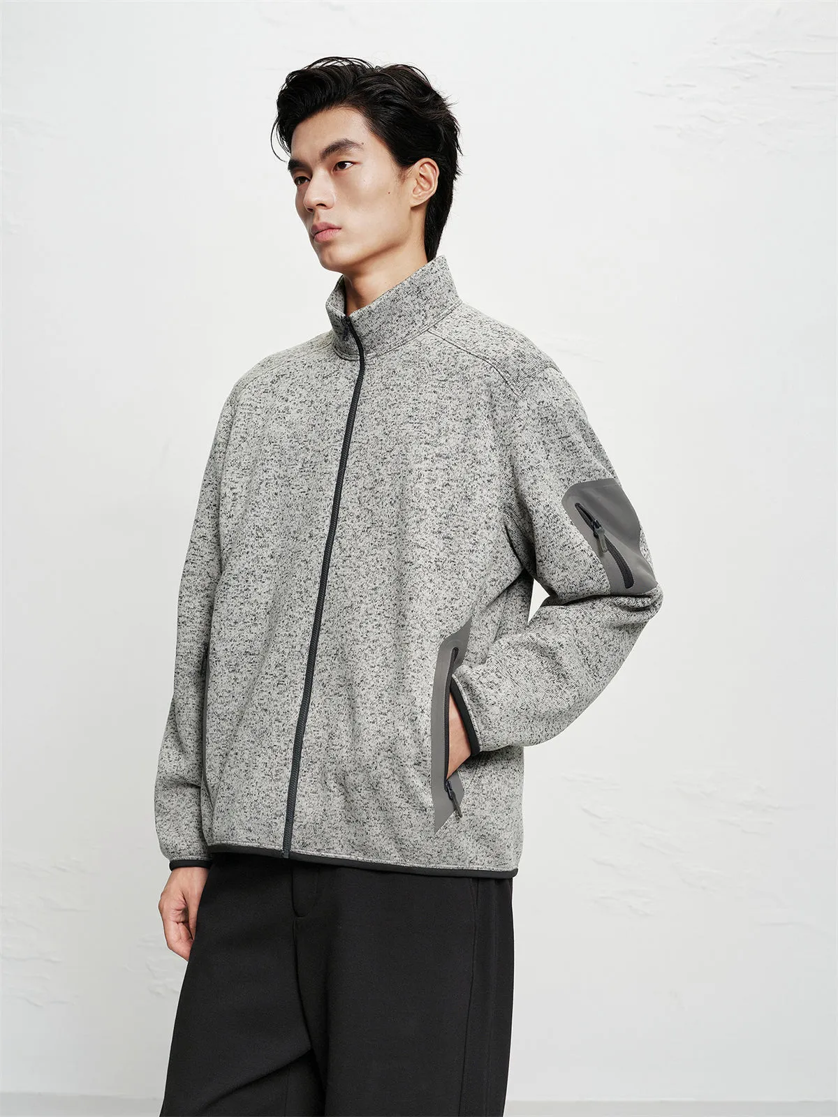 Men's Fleece-Lined Stand-Collar Jacket sold by PEACEBIRD product image thumbnail 3