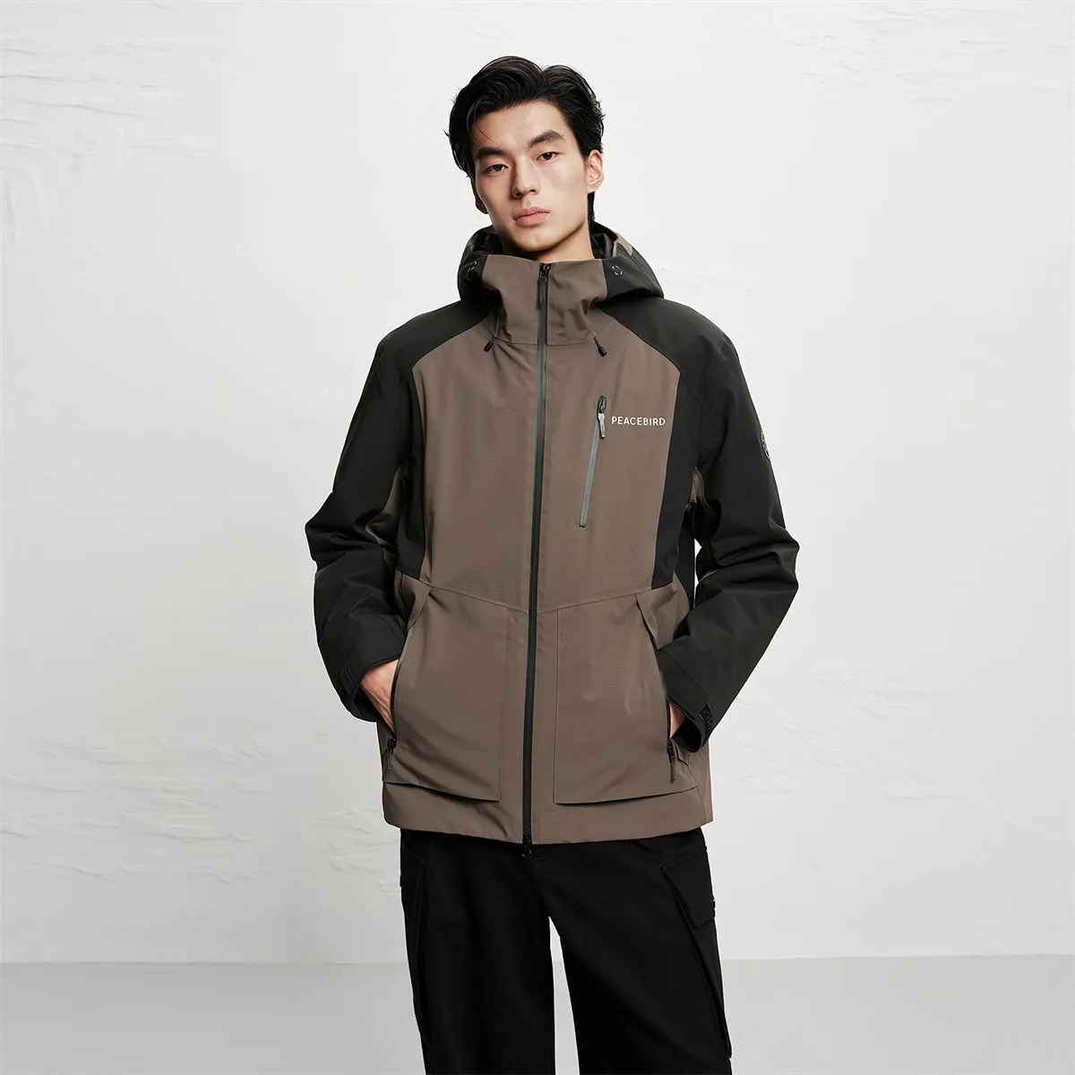 Men's Contrast-Panel Hooded Jacket sold by PEACEBIRD product image thumbnail 2