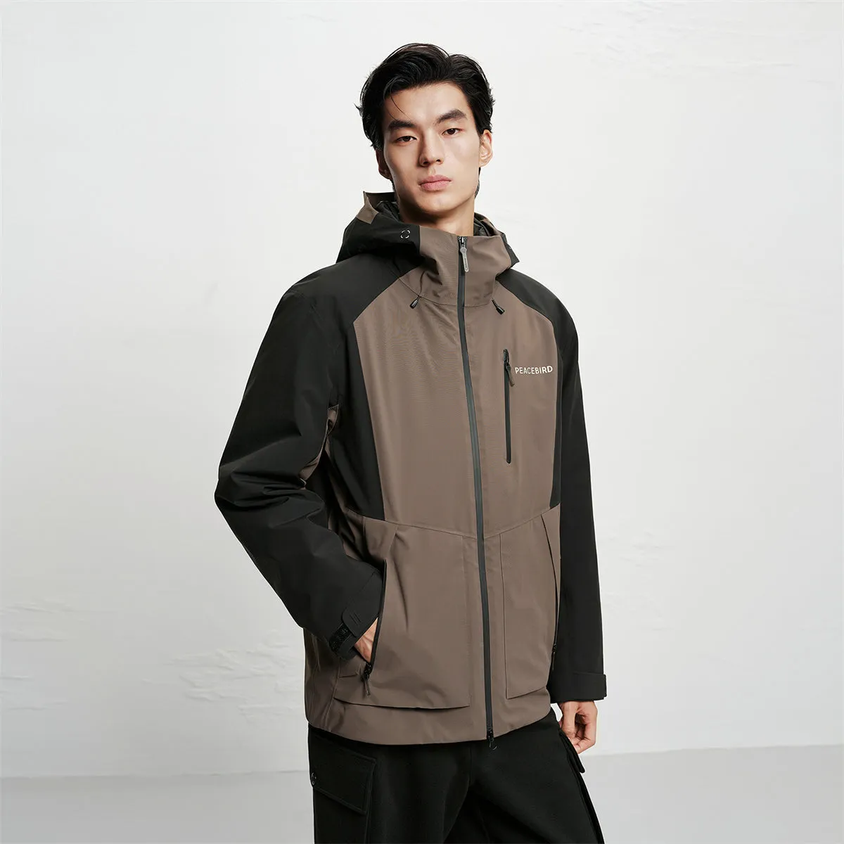 Men's Contrast-Panel Hooded Jacket sold by PEACEBIRD product image thumbnail 3