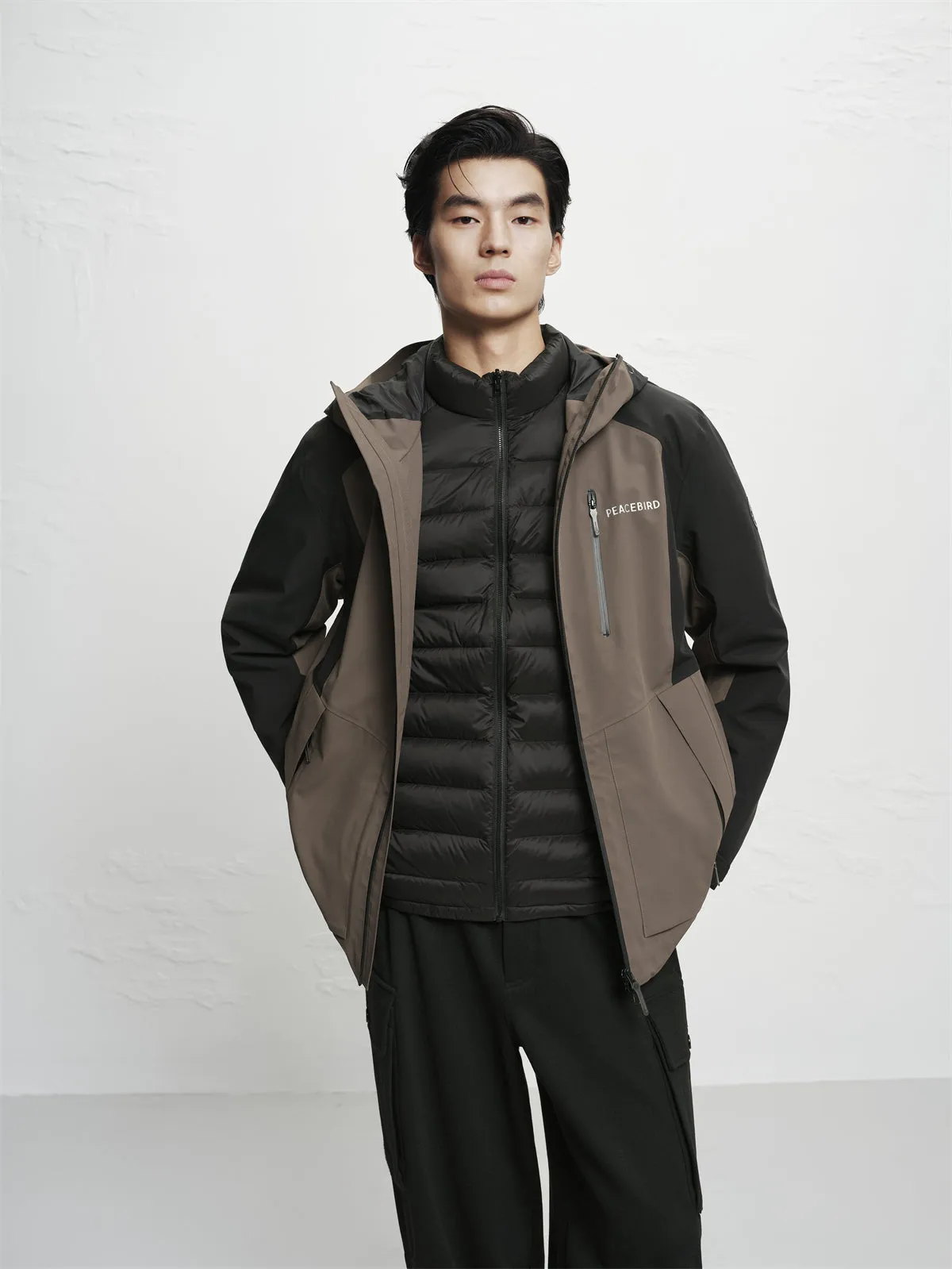 Men's Contrast-Panel Hooded Jacket sold by PEACEBIRD product image thumbnail 5