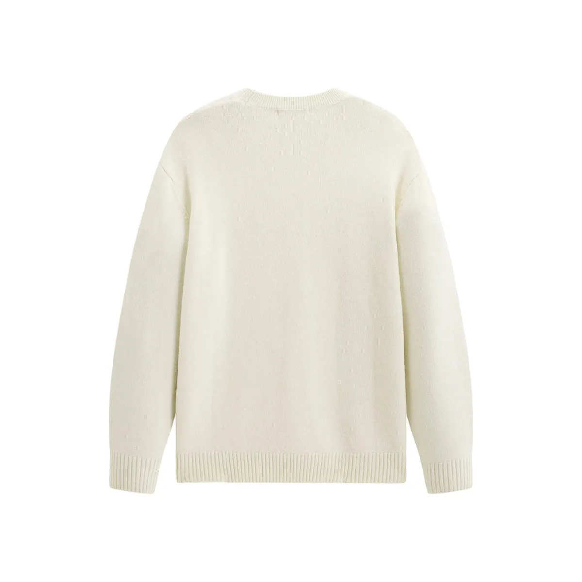 Men's Beige Brushed Sweater with Embroidery sold by PEACEBIRD product image thumbnail 3