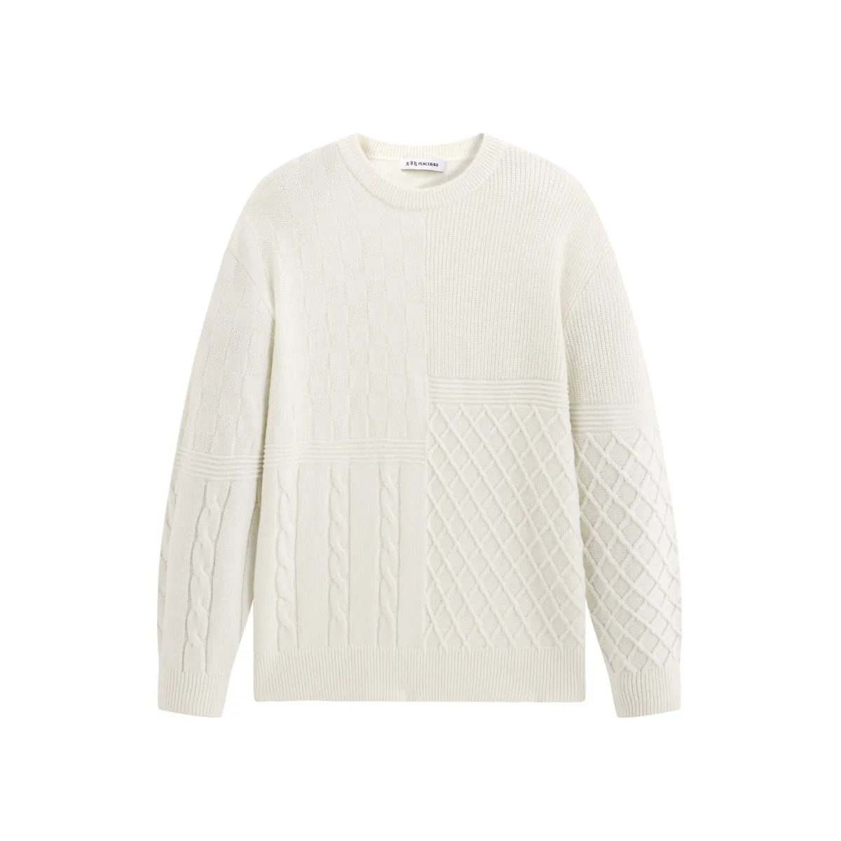 Men's 3D Cable-Knit Panel Sweater sold by PEACEBIRD