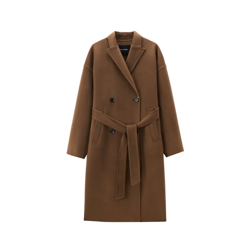 Women's Relaxed Notch-Lapel Double-Face Wool Coat sold by PEACEBIRD