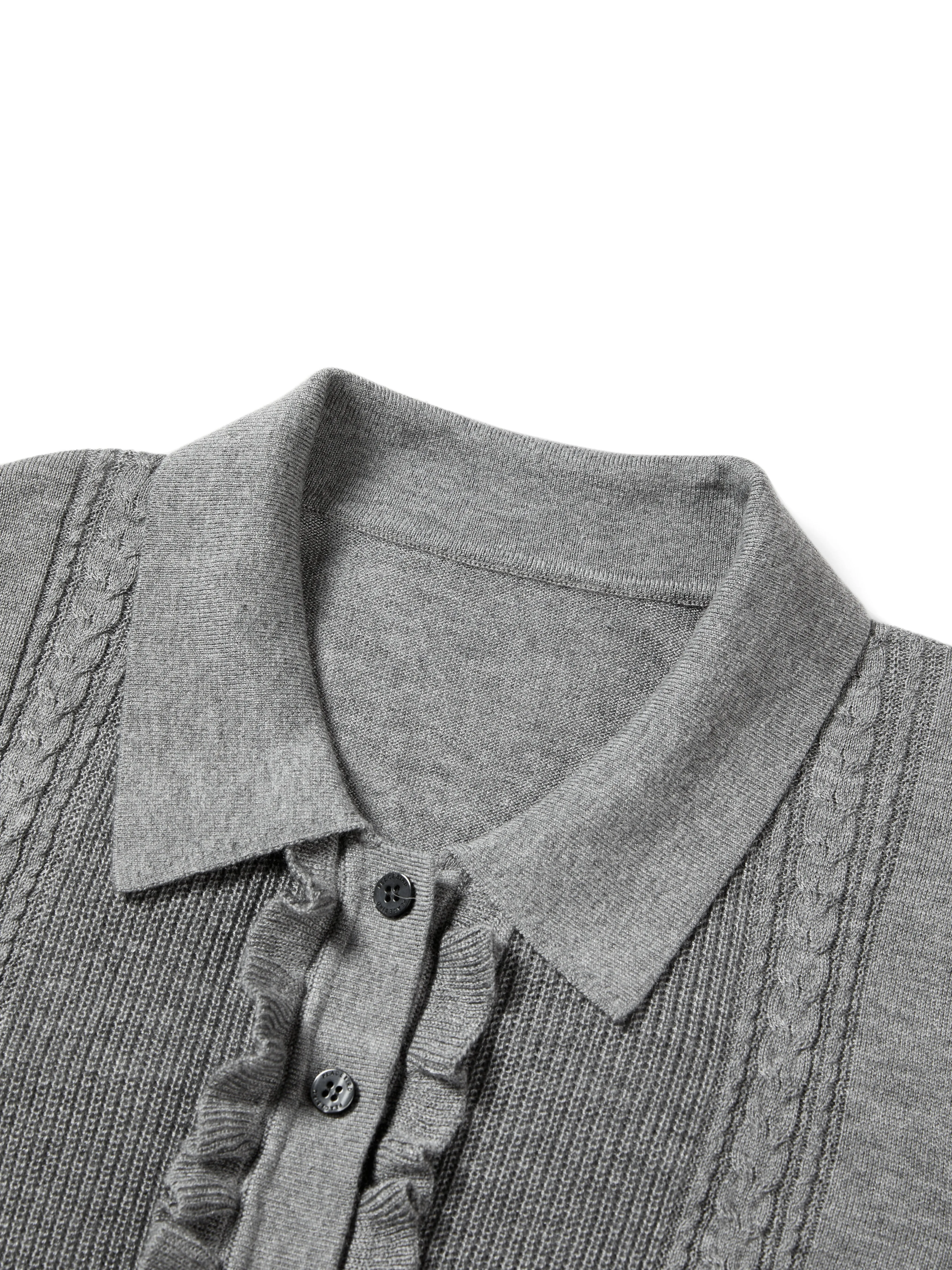 Women's Ruffled Cable-Knit Cardigan sold by PEACEBIRD product image thumbnail 5