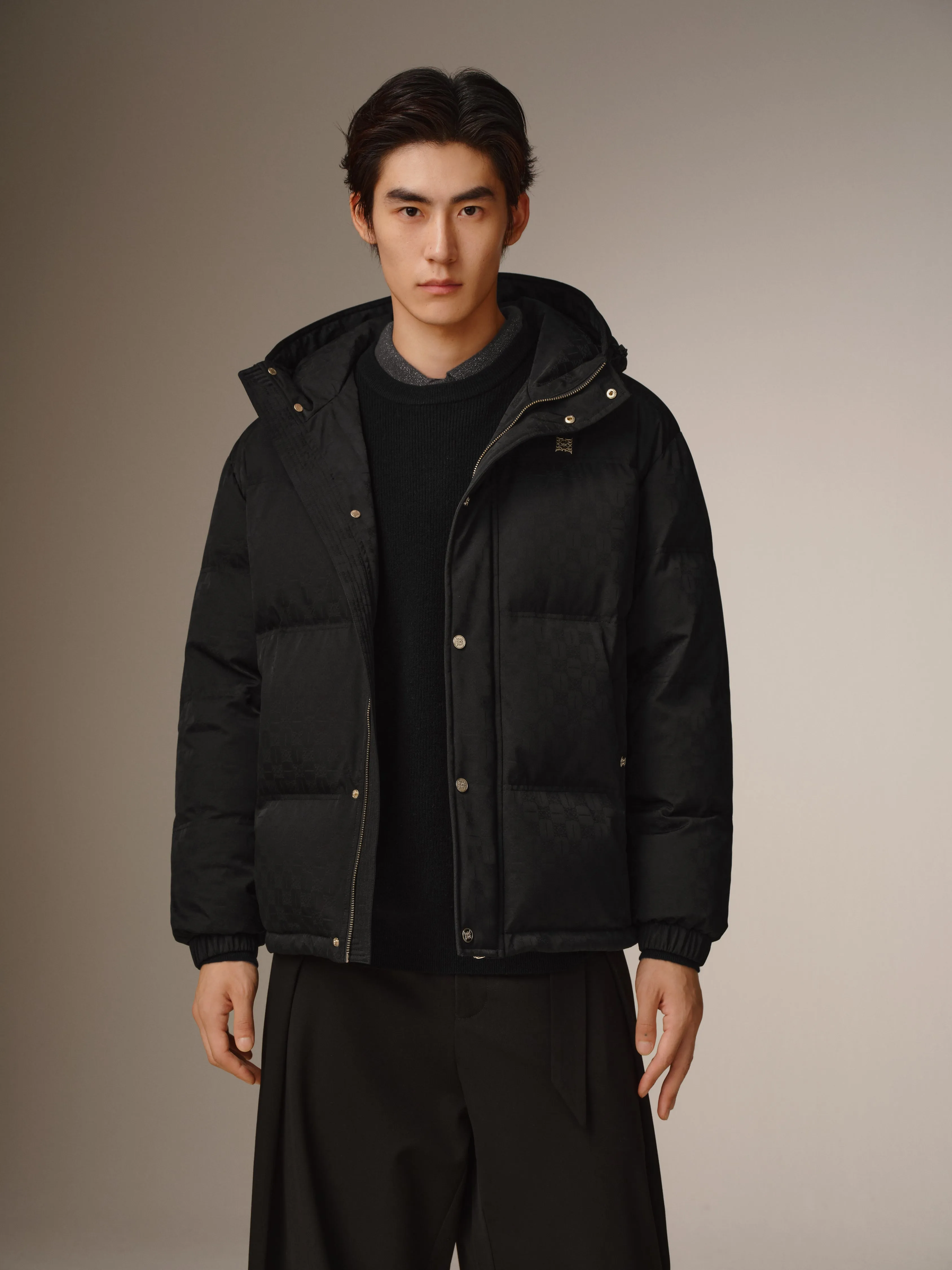Men's Allover Tonal Jacquard Puffer Jacket sold by PEACEBIRD product image thumbnail 2