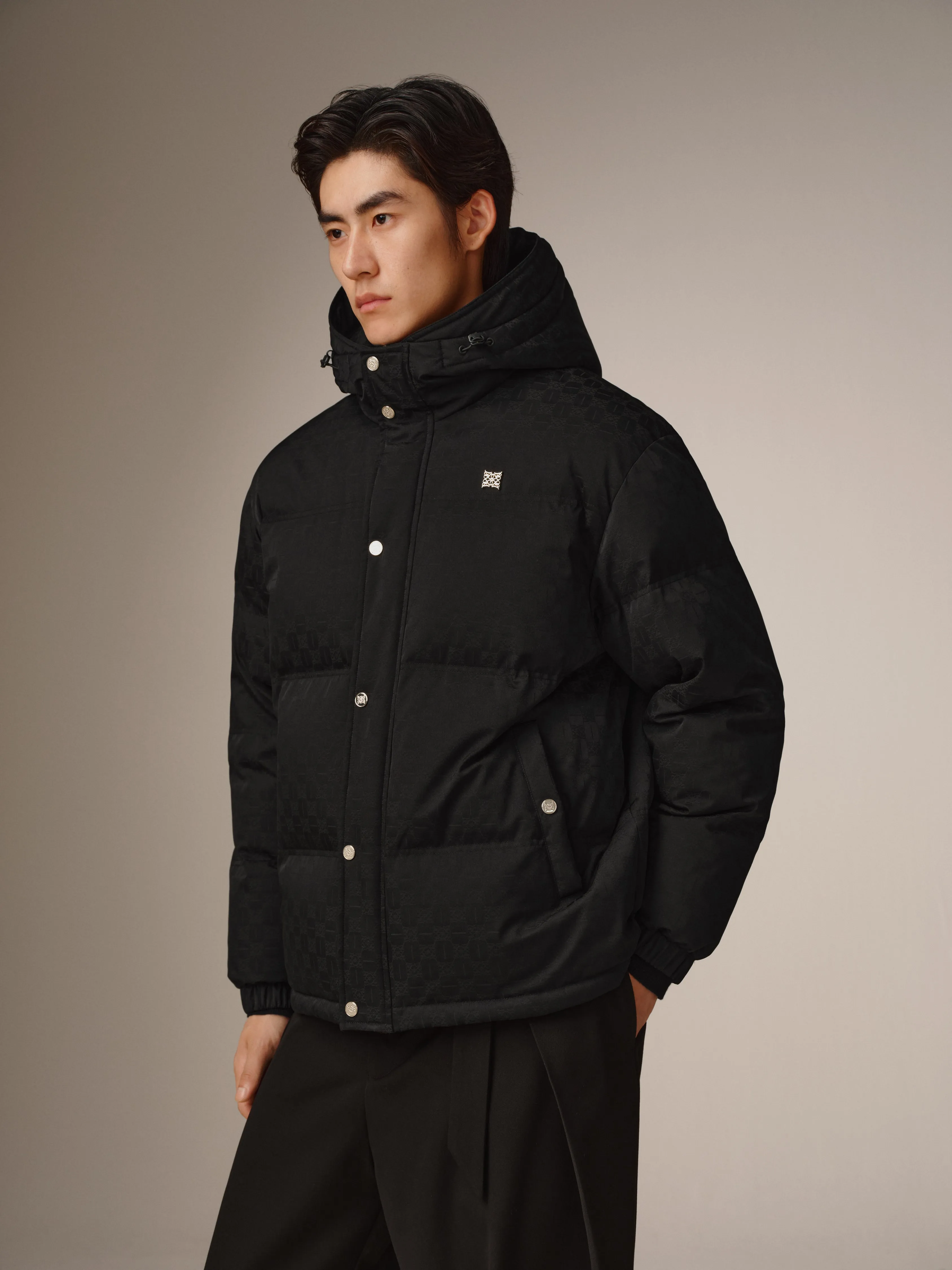 Men's Allover Tonal Jacquard Puffer Jacket sold by PEACEBIRD product image thumbnail 5