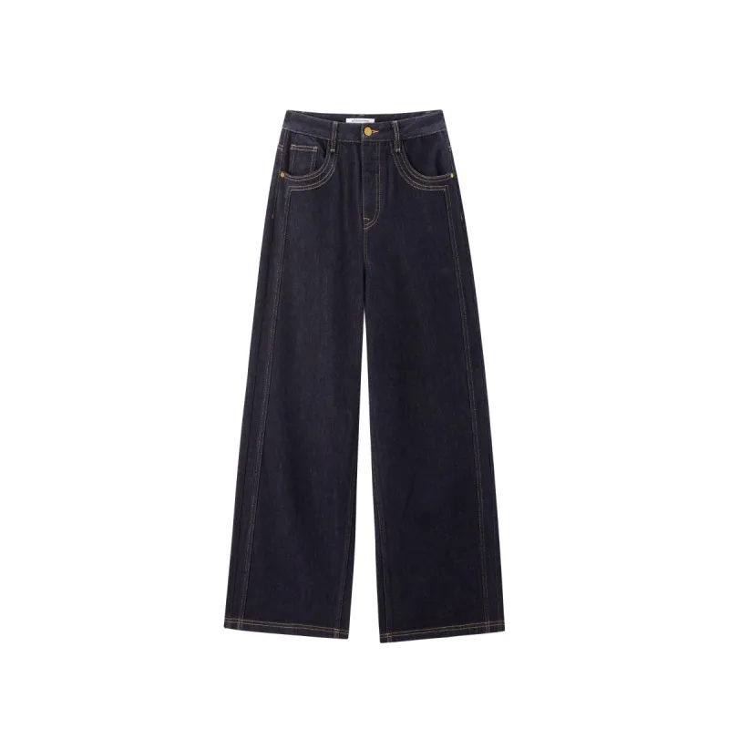 Women's Loose-Fit Fleece-Lined Wide-Leg Jeans sold by PEACEBIRD