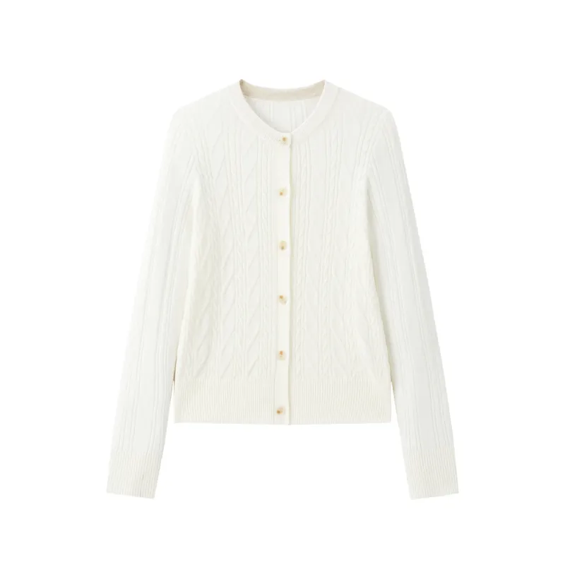 Women's Slim-Fit Cable-Knit Cardigan sold by PEACEBIRD